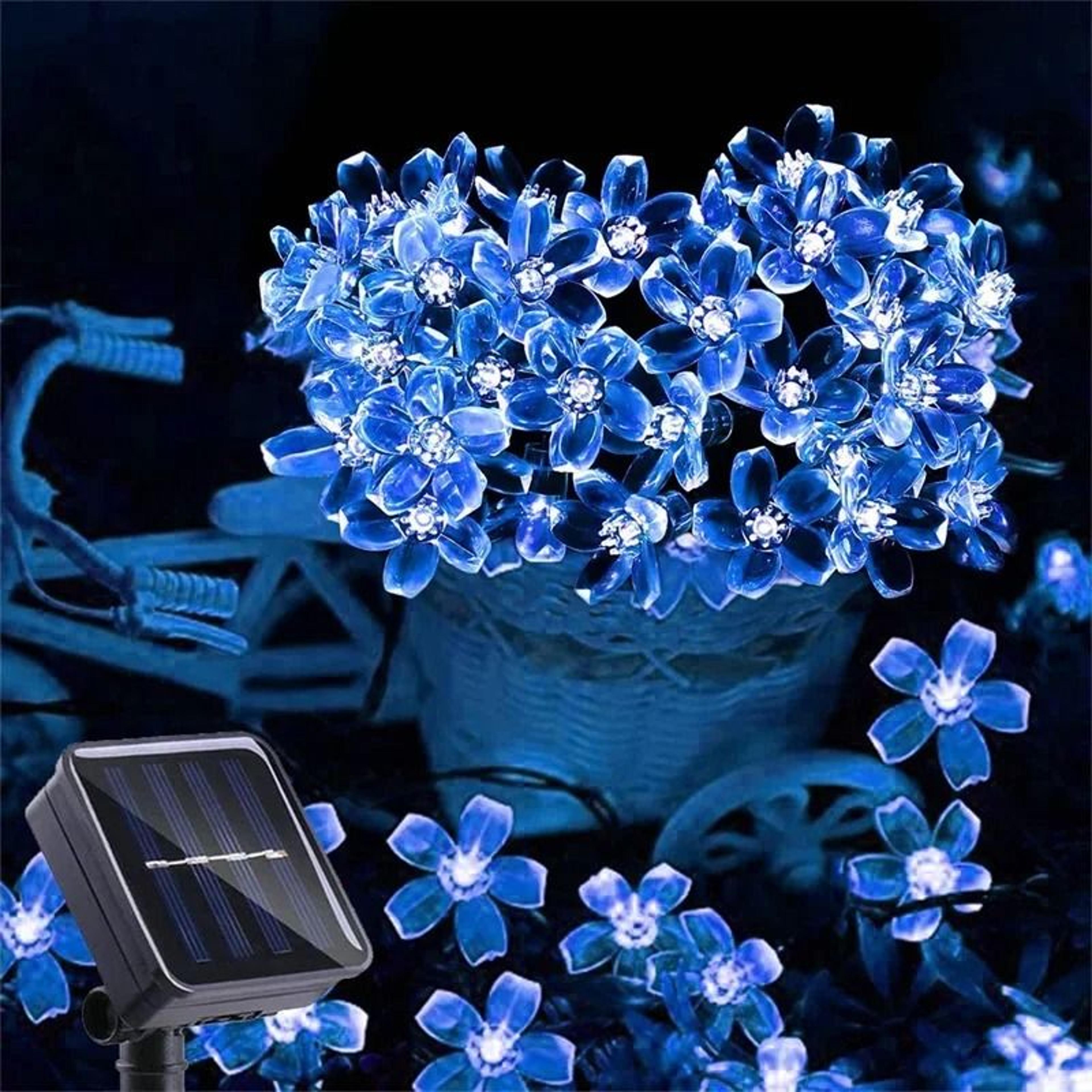 solar floral fairy string lights waterproof outdoor simulation flower garland for garden party decor