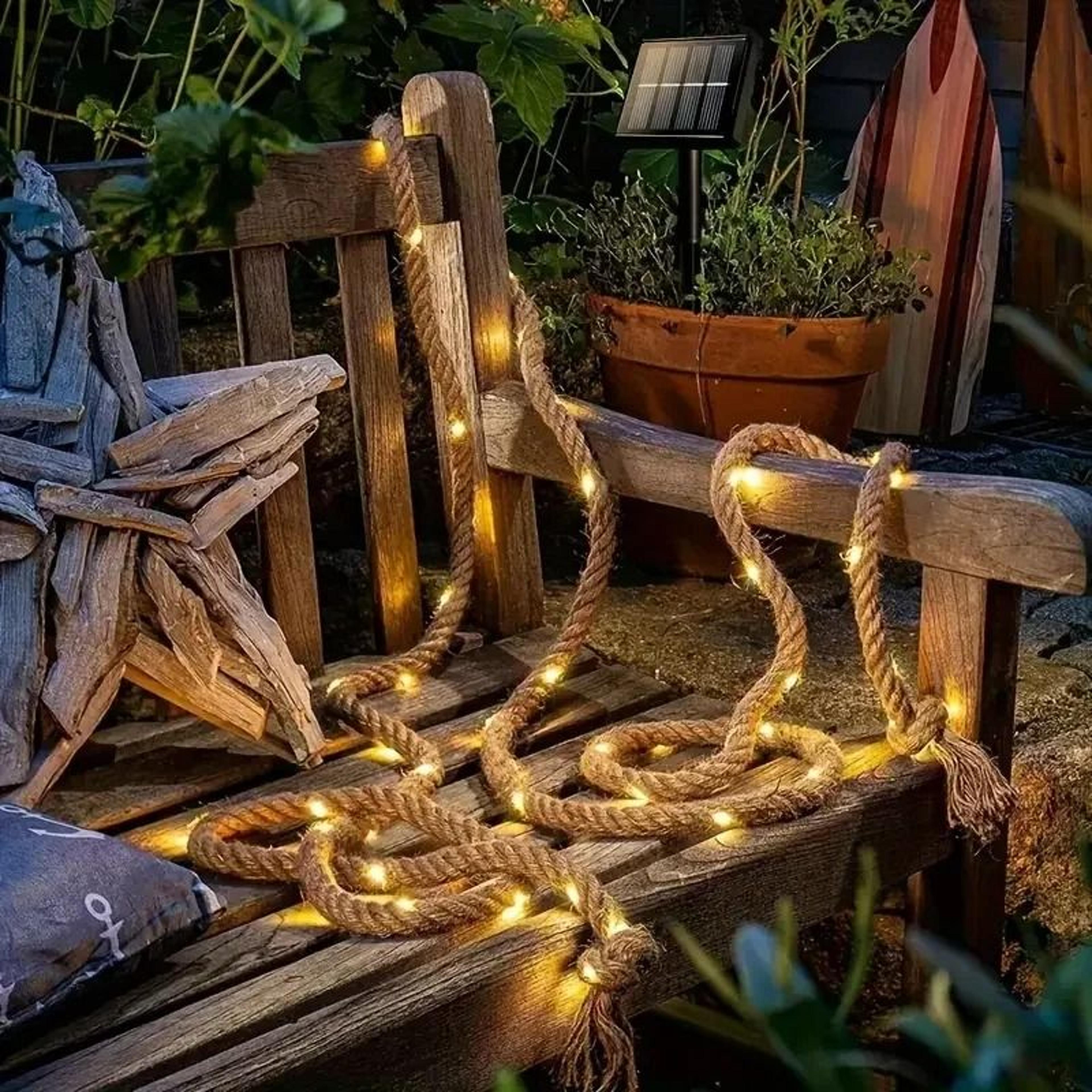 Creative Retro Hemp Rope Solar String Lights 7m 50LED Waterproof Garland Lamp For Garden Camping De 6