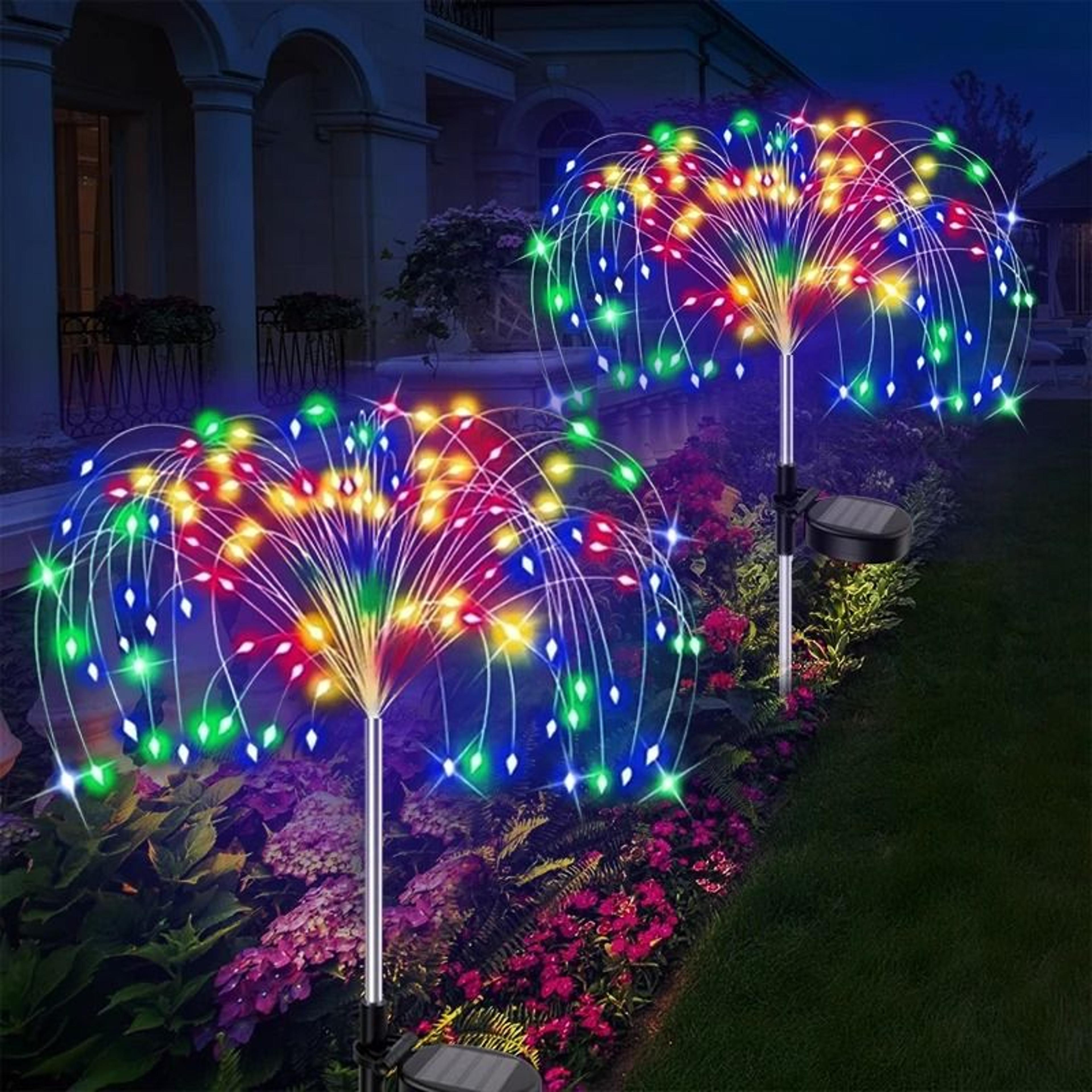 420 LED Solar Firework Ground Stake Lights Waterproof Dandelion Fairy Light For Garden Yard Pathway 8
