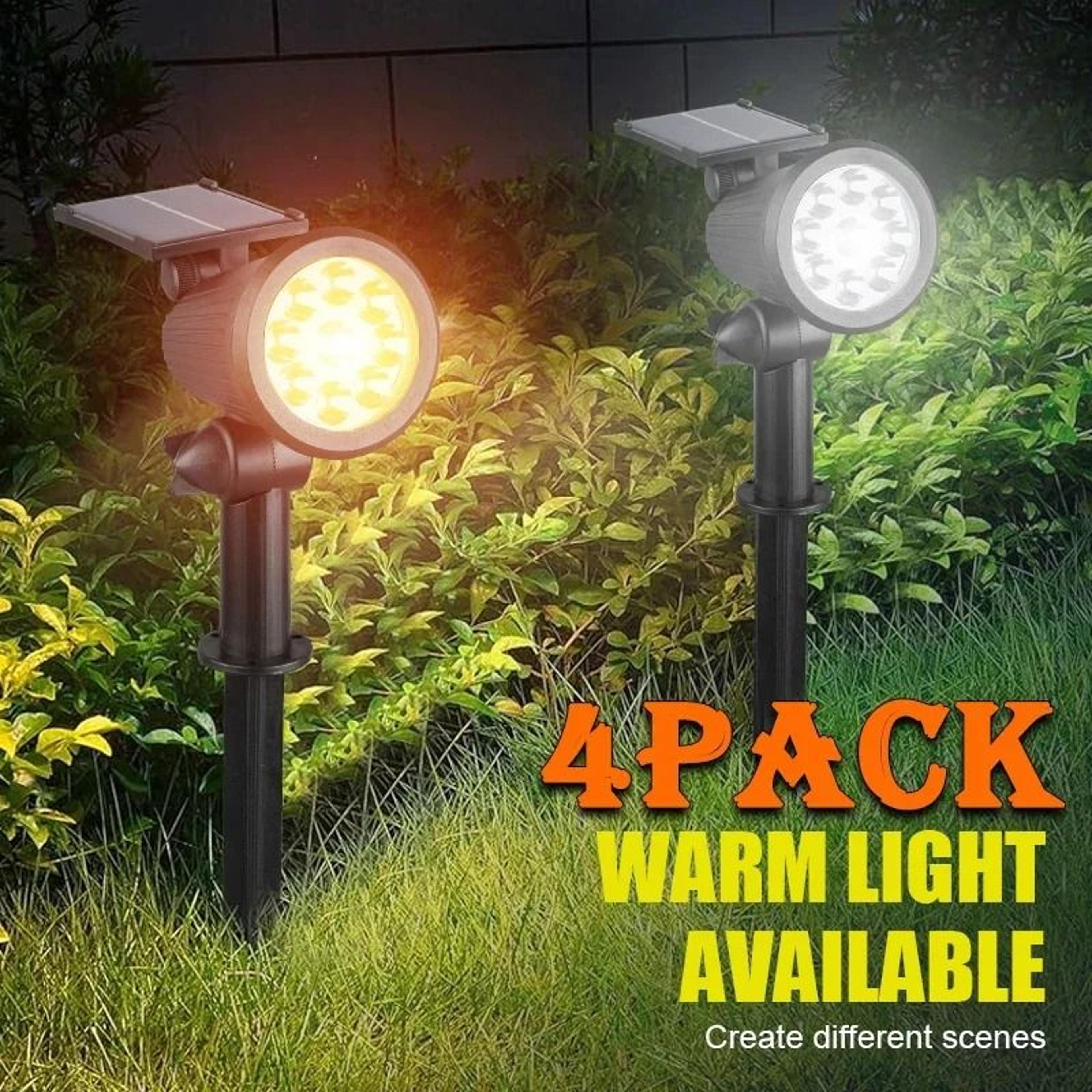 1 to 4 pcs solar powered 9 led adjustable spotlights ip65 waterproof in-ground lawn & wall lights for landscape
