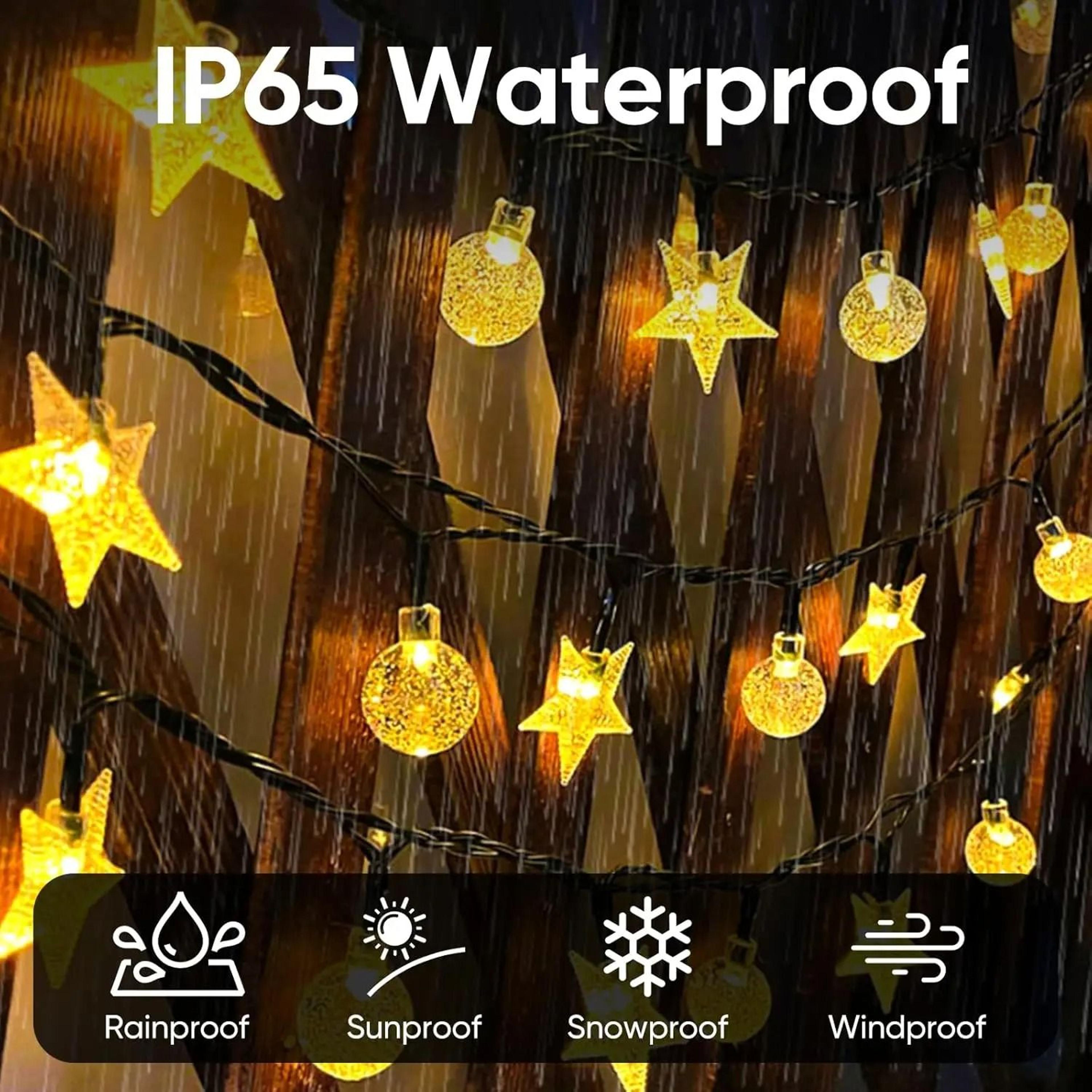 Solar Outdoor String Lights Crystal Ball  Star 8Mode Fairy Light For Garden Camping Christmas 1