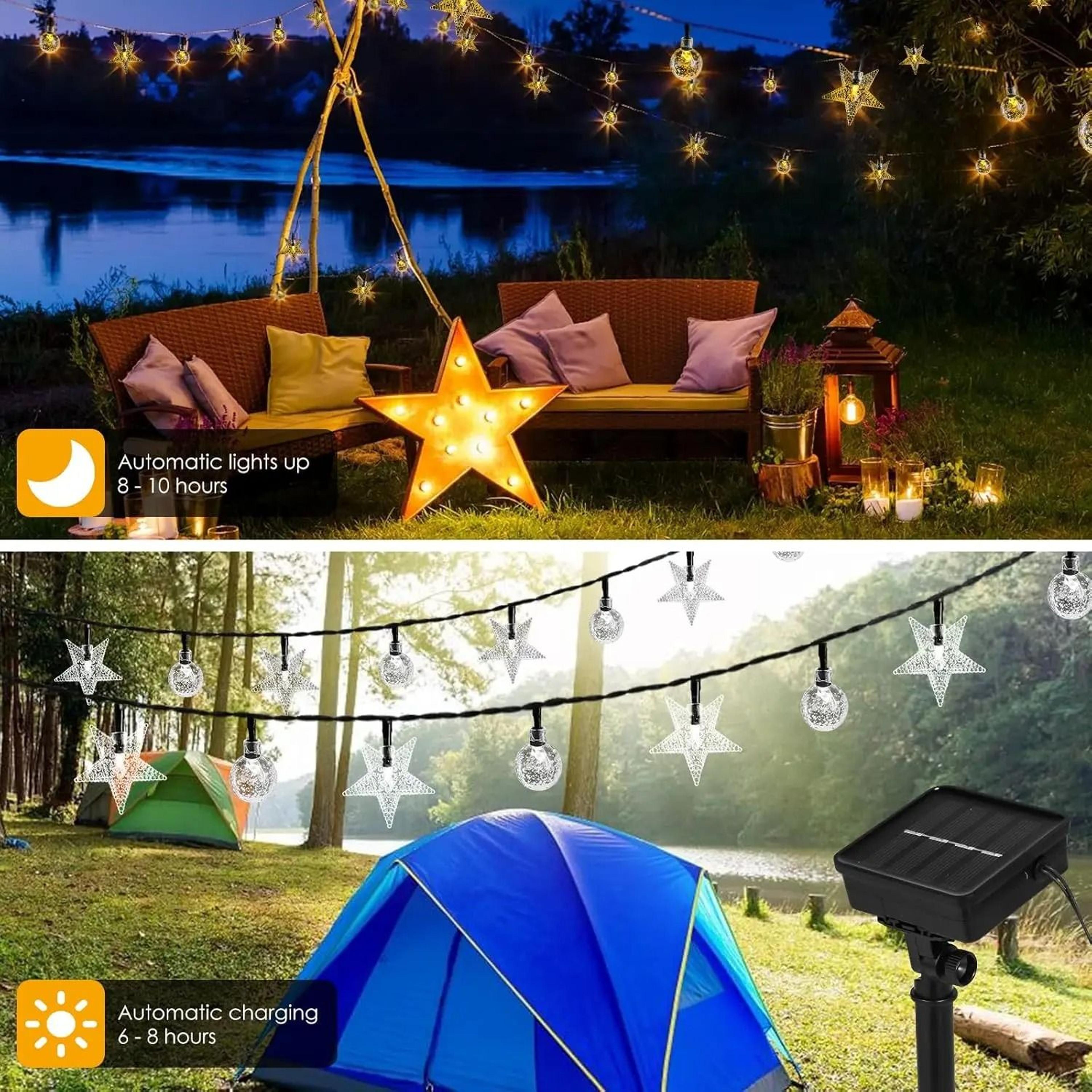 Solar Outdoor String Lights Crystal Ball  Star 8Mode Fairy Light For Garden Camping Christmas 3
