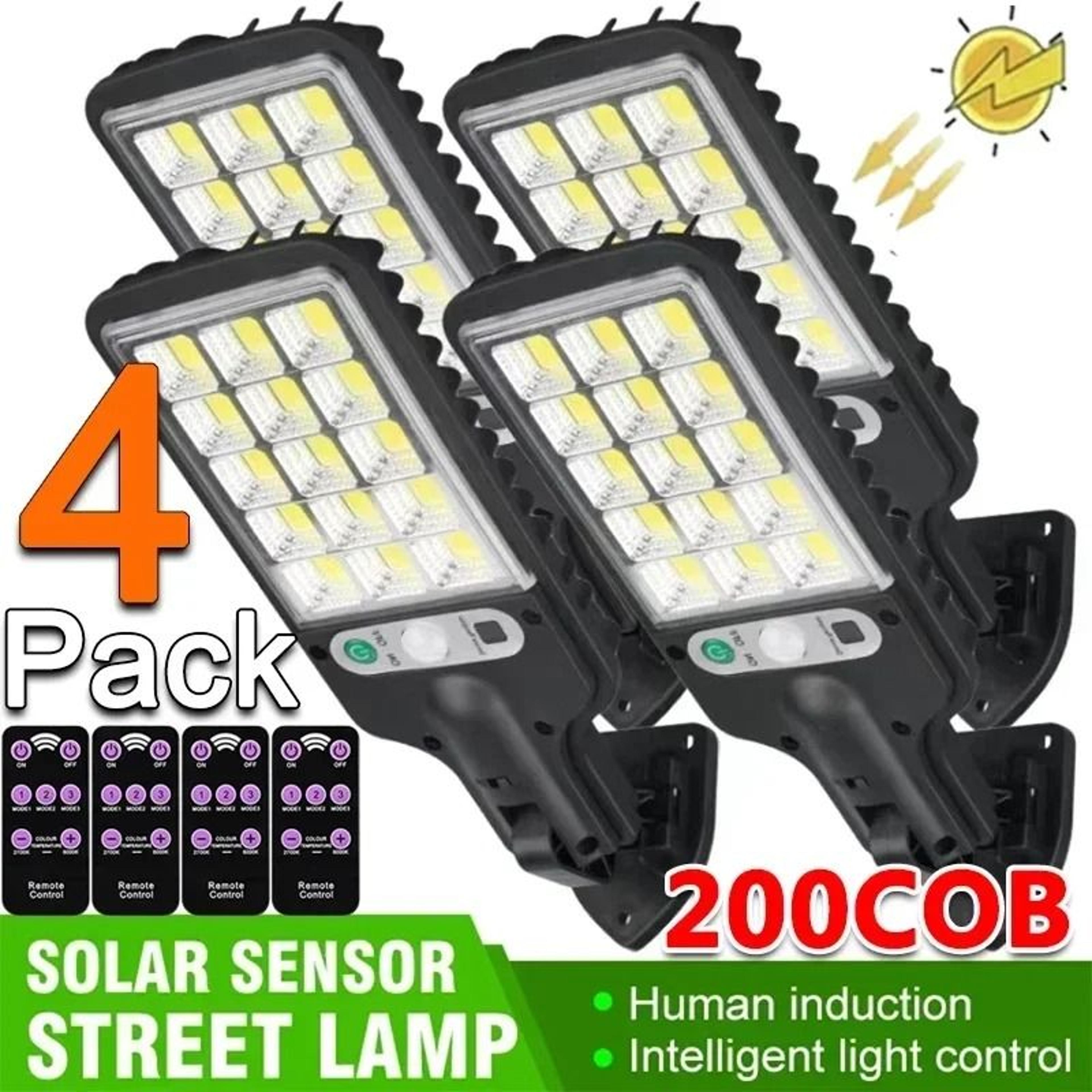 1 to 4 pack solar street lamp 200 cob motion sensor light ip65 outdoor wall security lamp