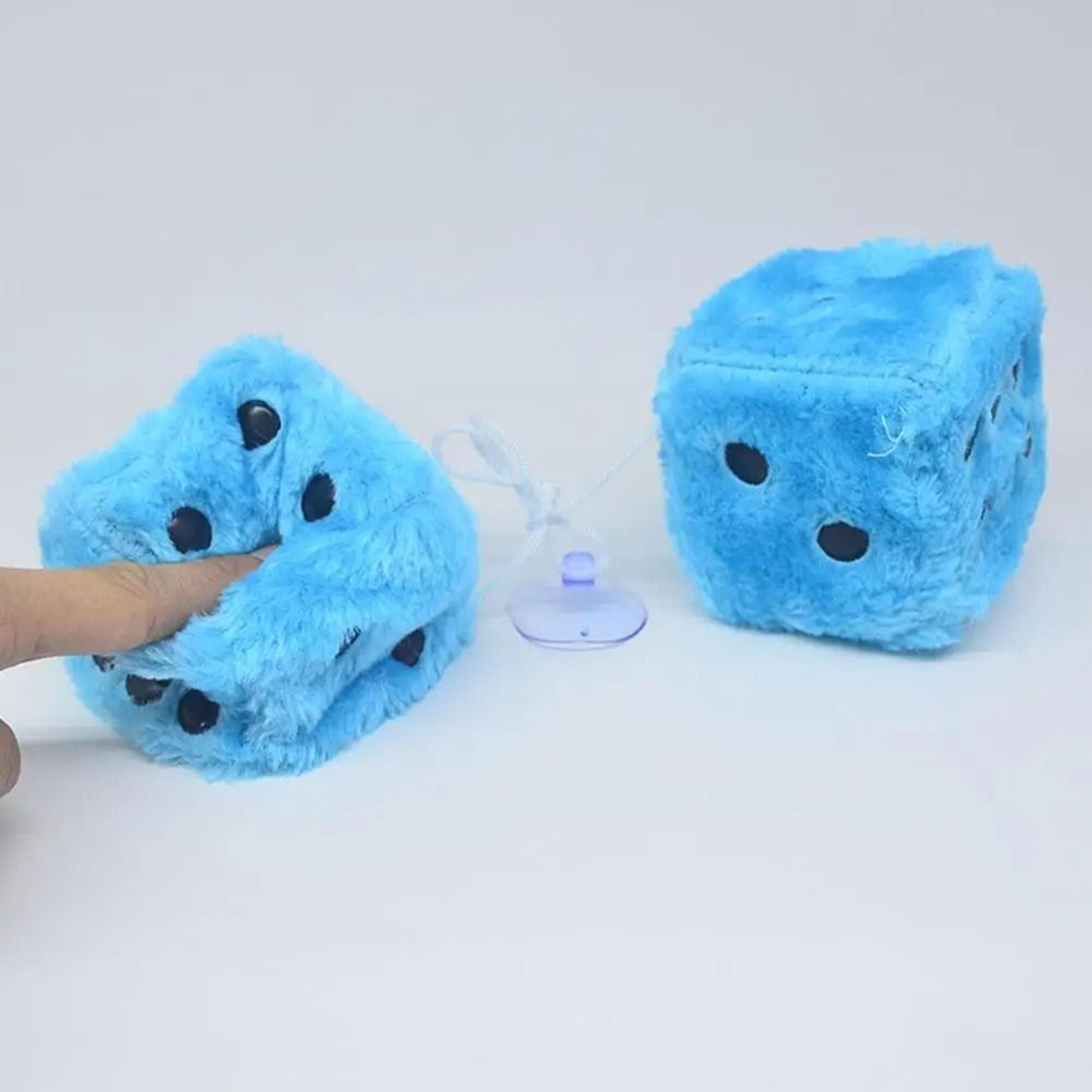 Long Hair Plush Dice Pendant Car Interior Hanging Ornament Hot Stamping Dot Cube Auto Accessory 2