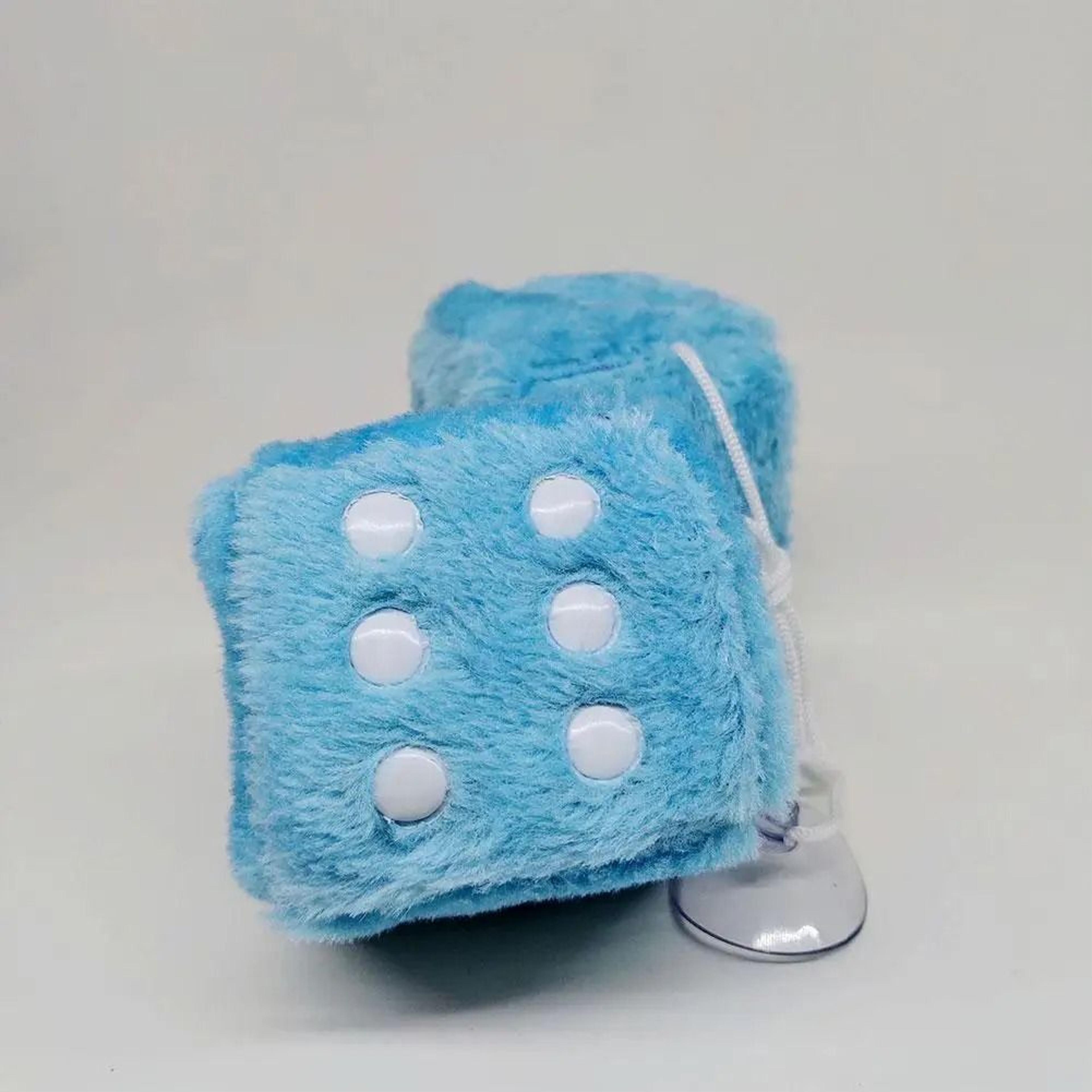 Long Hair Plush Dice Pendant Car Interior Hanging Ornament Hot Stamping Dot Cube Auto Accessory 3