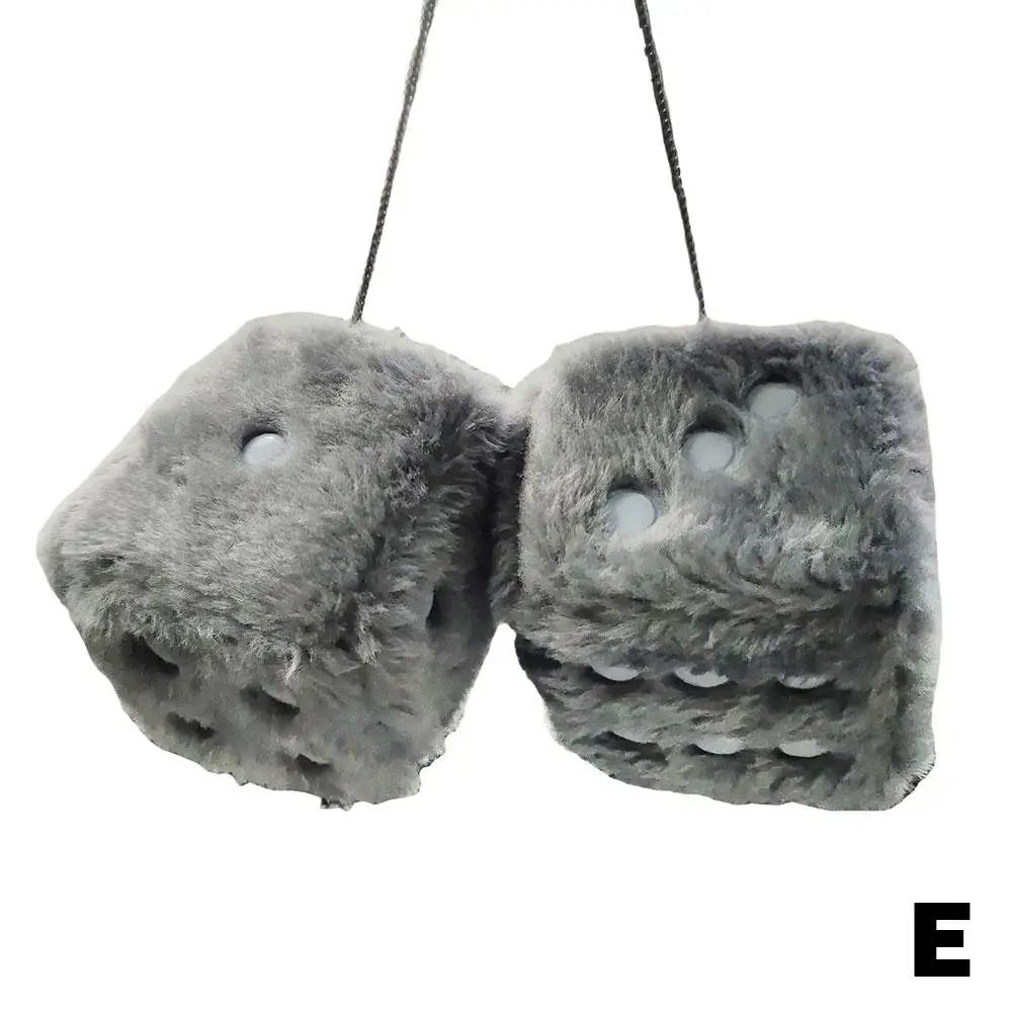 Long Hair Plush Dice Pendant Car Interior Hanging Ornament Hot Stamping Dot Cube Auto Accessory 11