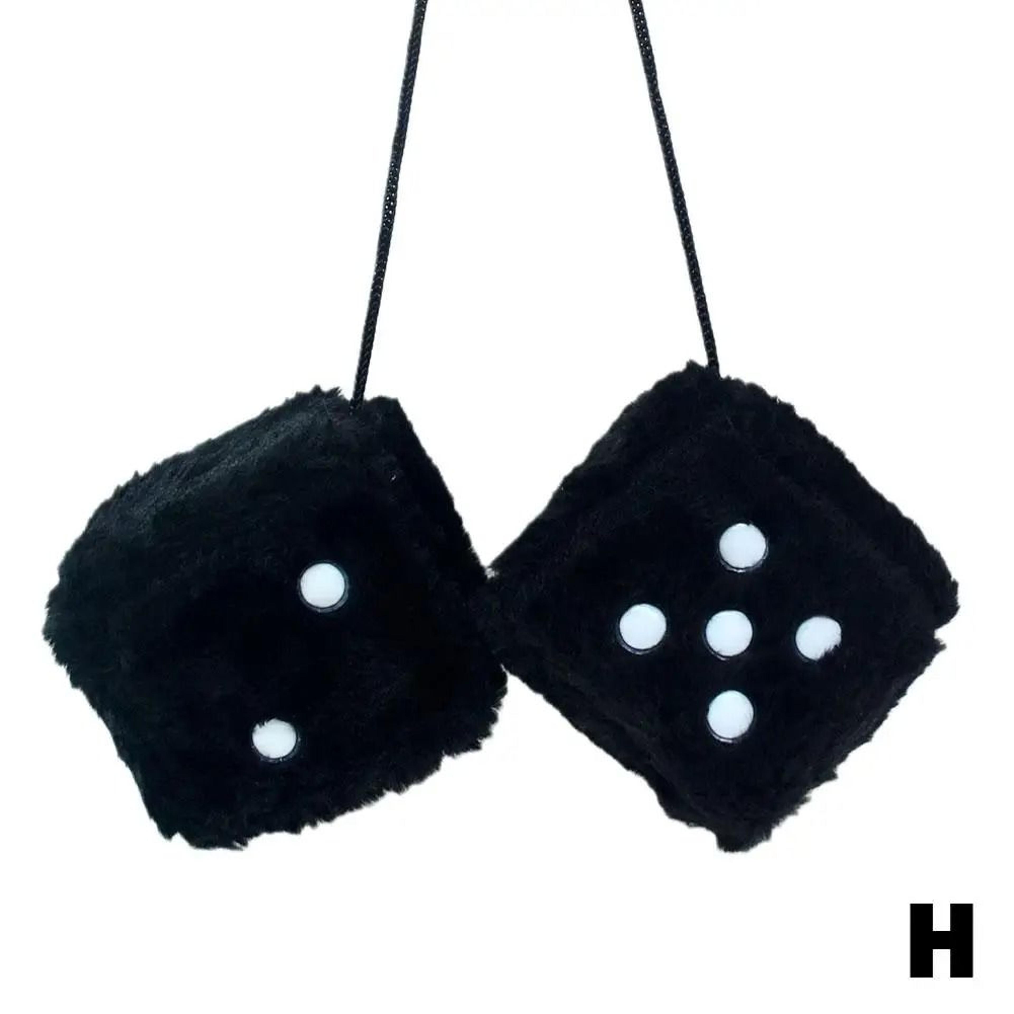 Long Hair Plush Dice Pendant Car Interior Hanging Ornament Hot Stamping Dot Cube Auto Accessory 6