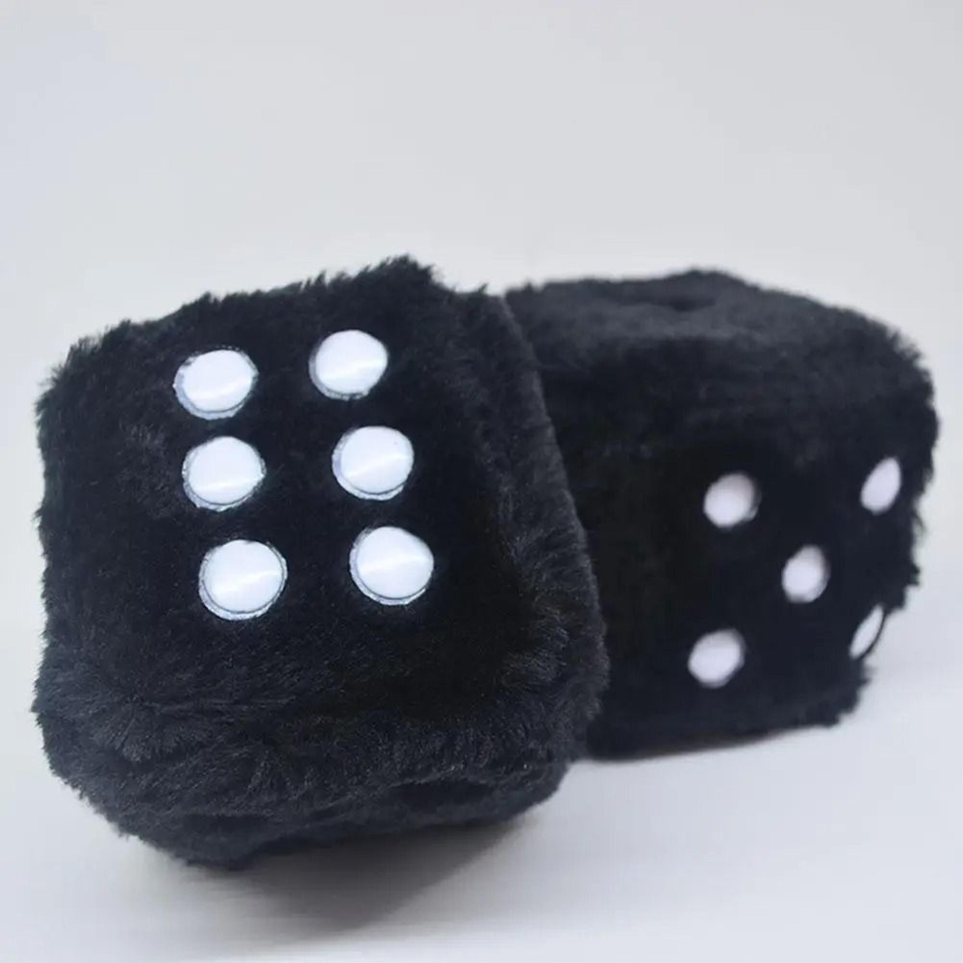 Long Hair Plush Dice Pendant Car Interior Hanging Ornament Hot Stamping Dot Cube Auto Accessory 5