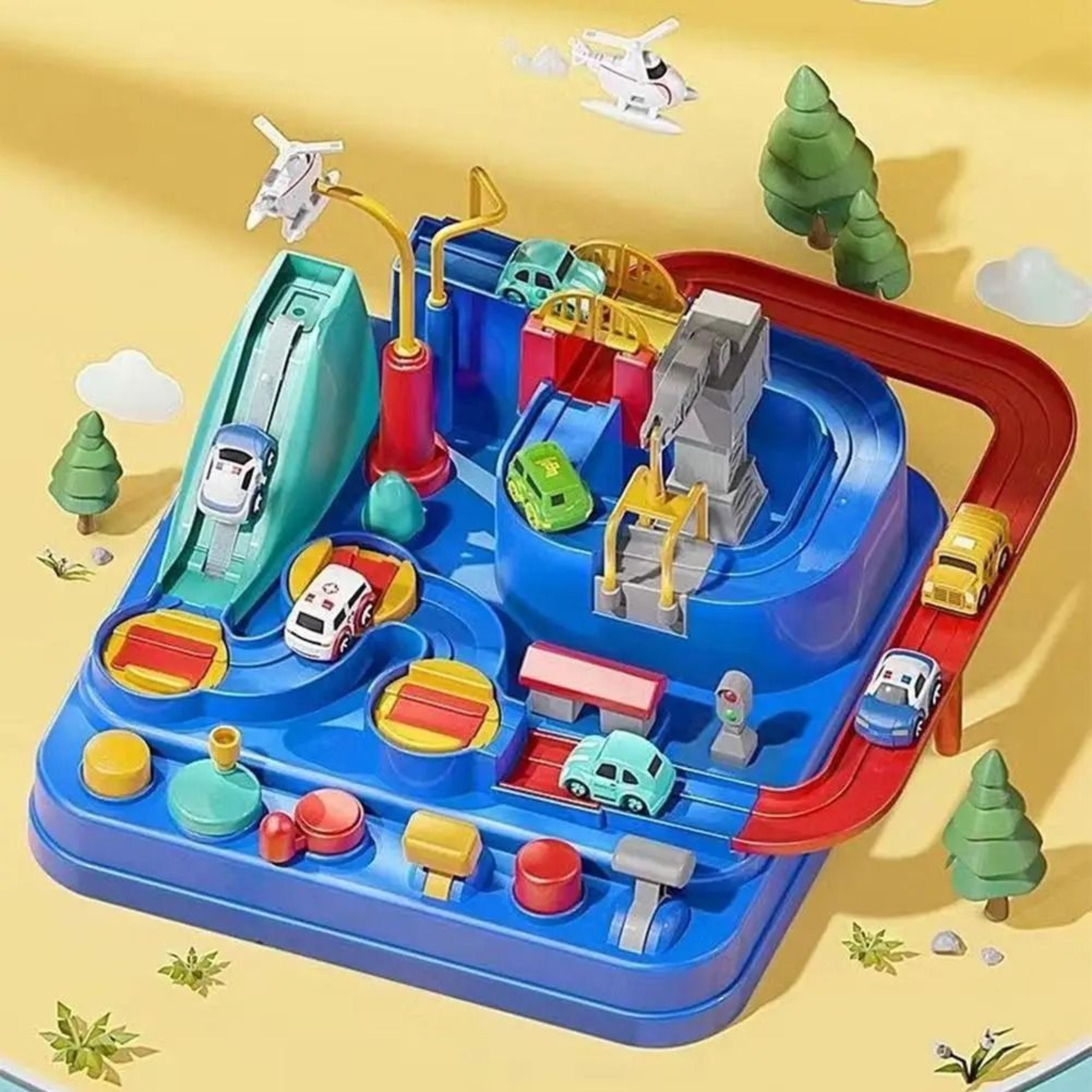 Racing Rail Car Track Adventure Board Game Educational Space  Animal Rocket Toy For Kids 2