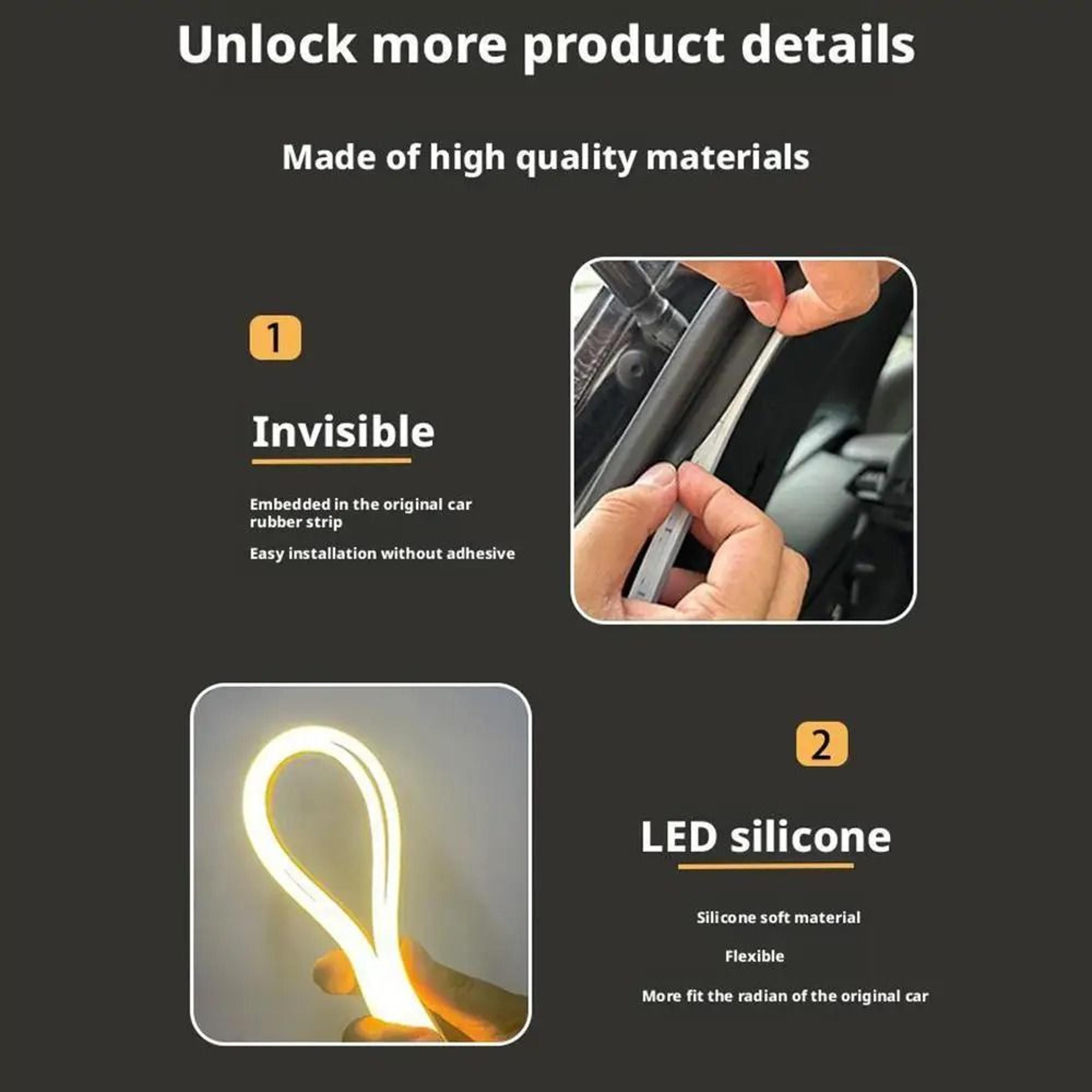 Waterproof RGB Silicone Car Trunk LED Light Strip Ambient Interior Lamp 4