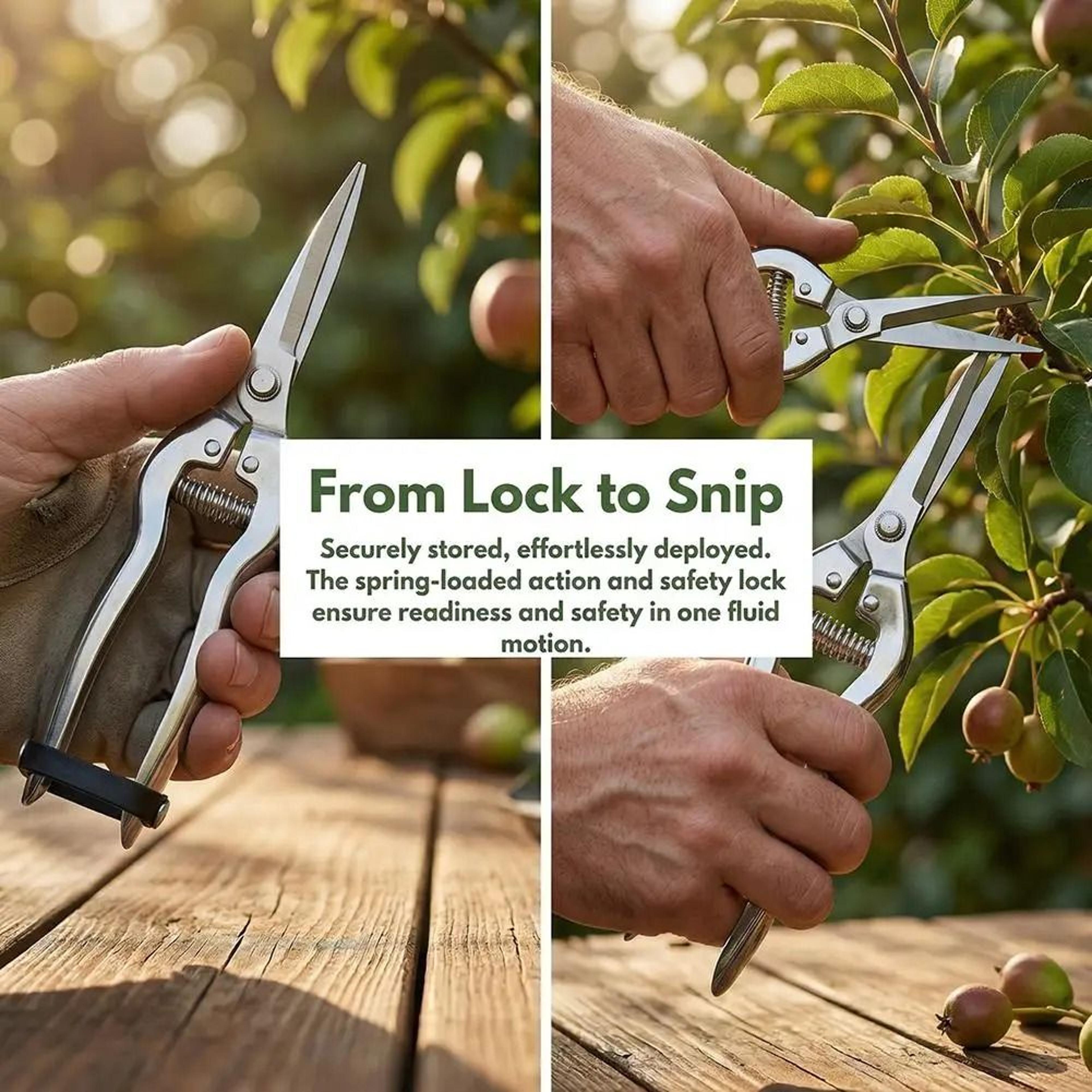 stainless steel straight head pruning shears non-slip garden fruit scissors
