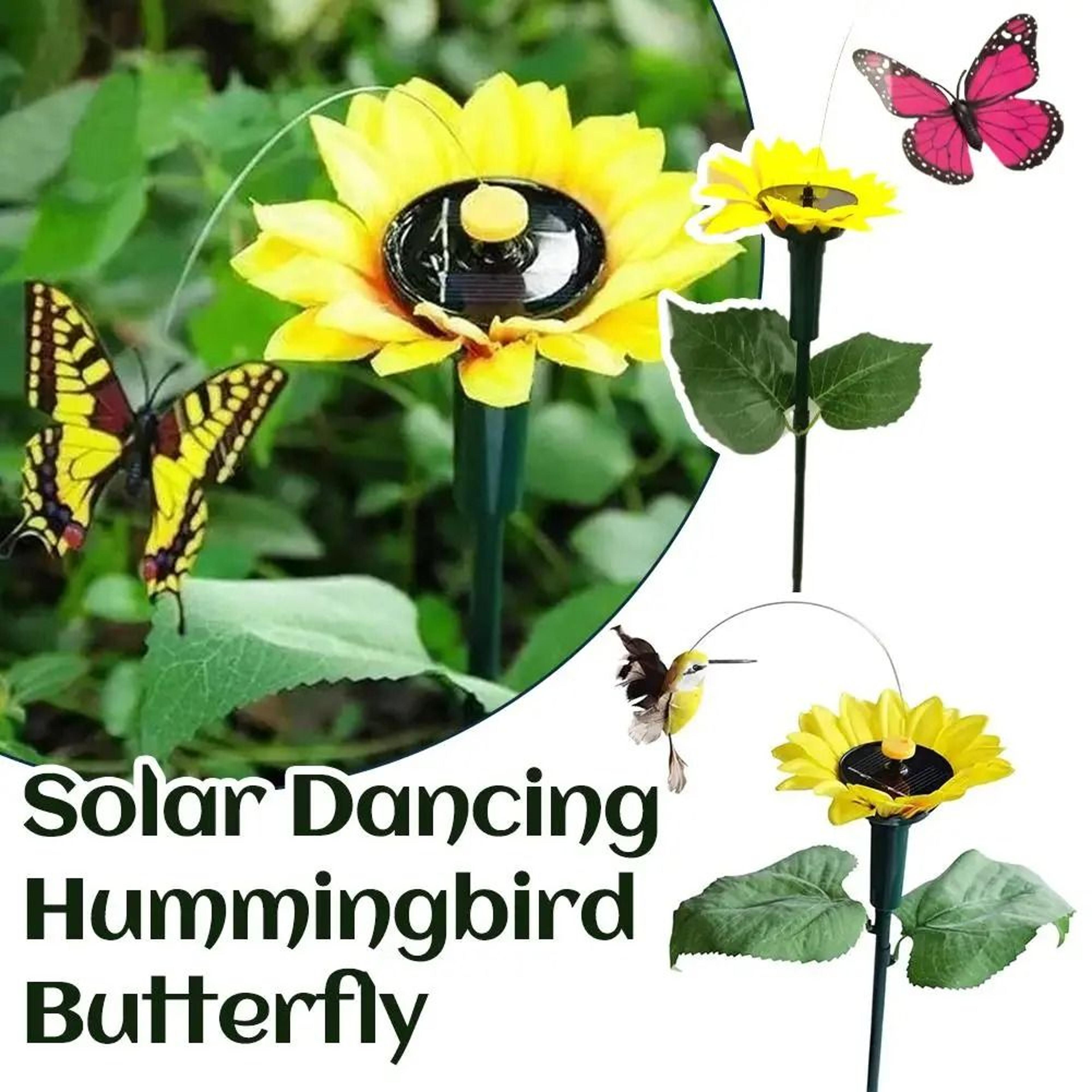 solar powered flying fluttering butterfly & hummingbird garden yard stakes outdoor solar decoration