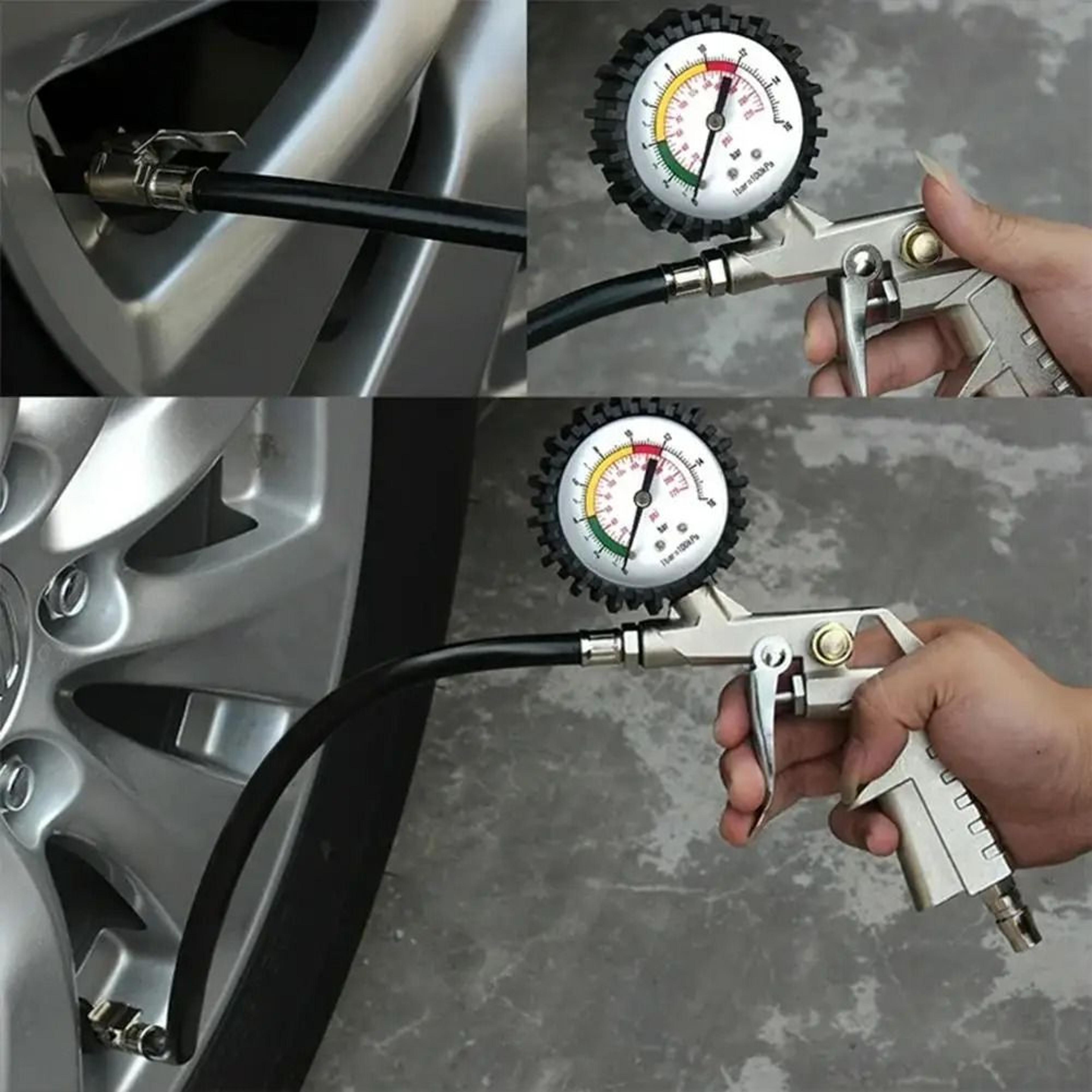 16 Bar  220 PSI Auto Tire Pressure Gauge  GunType Air Compressor Inflator Pump Tool 4