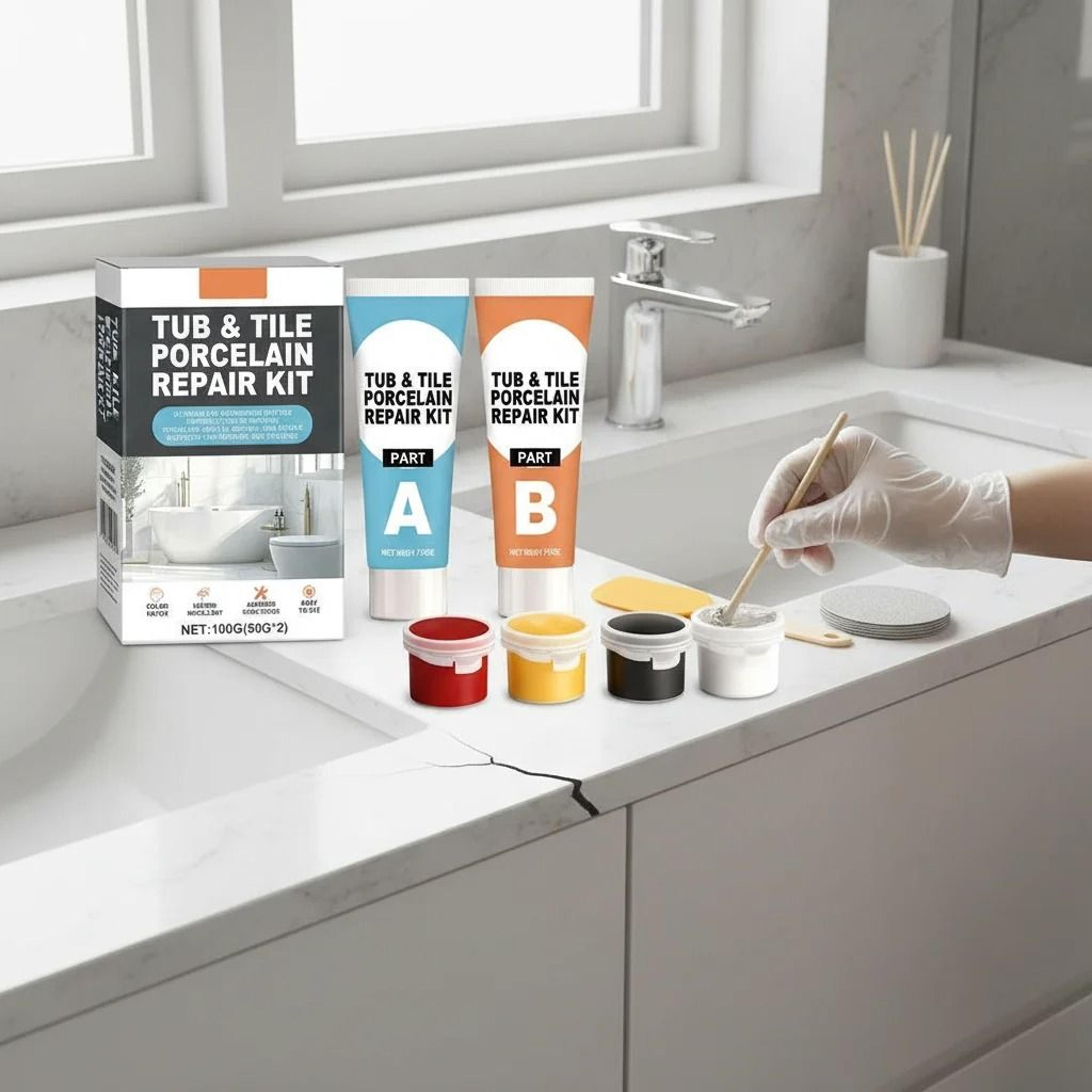 tub and tile porcelain repair kit 100g ab epoxy adhesive paste for bathtub crack chip sink marble repair