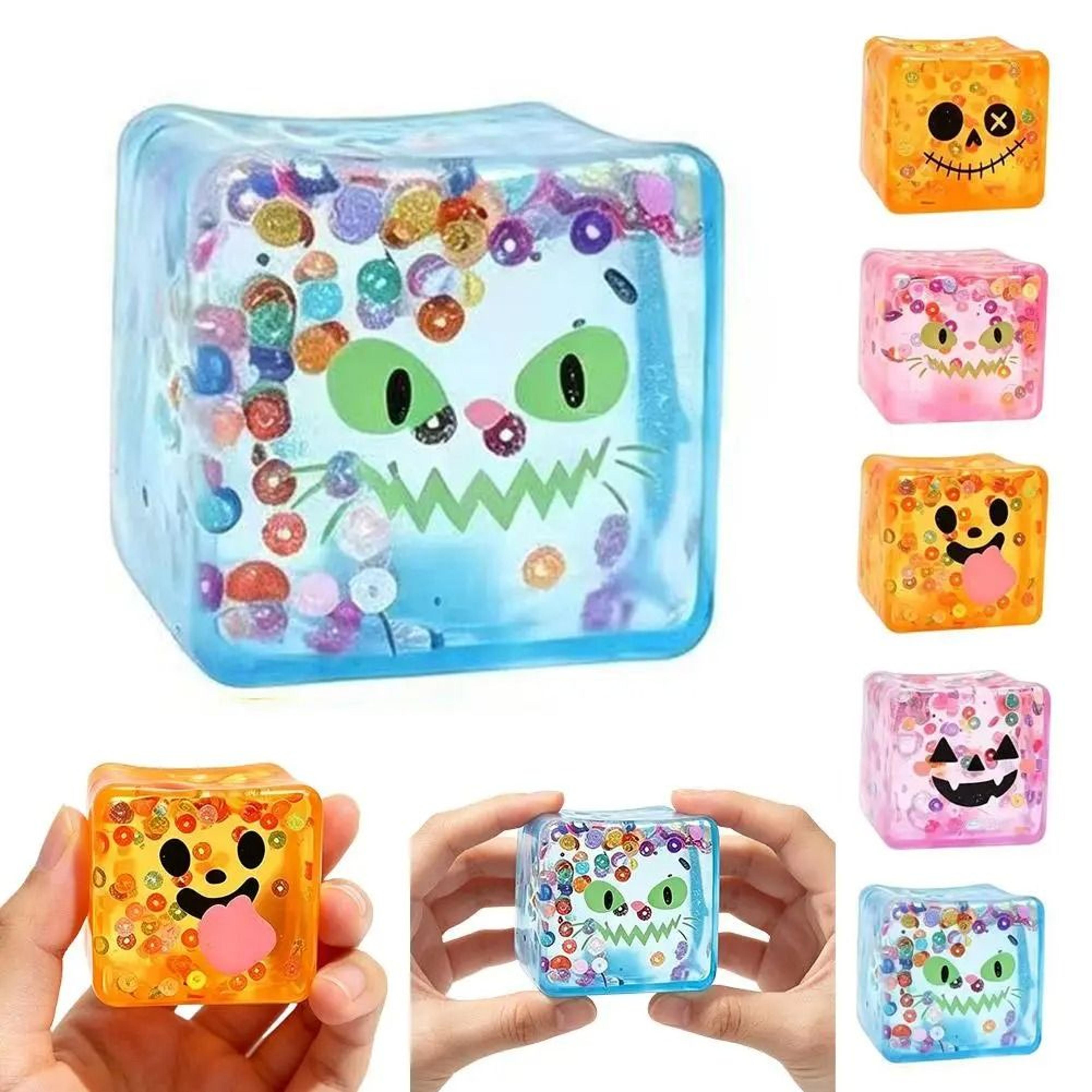 Halloween Sensory Ice Cube Squishy Toy Soft Maltose Transparent Stress Relief Fidget Gift 6