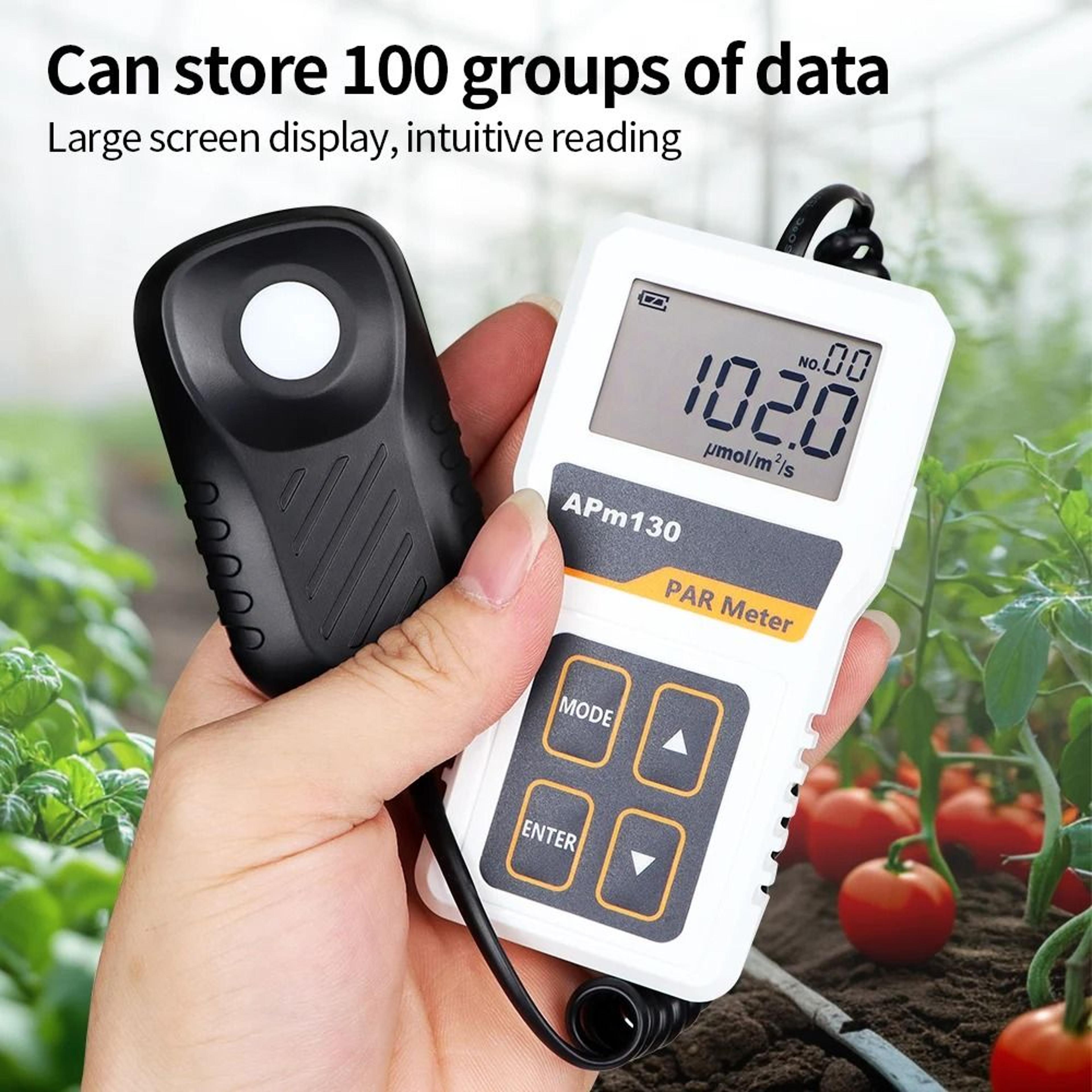 APM130 PAR Meter Digital Quantum PPFD Sensor Light Meter With Plants Data Recording 4