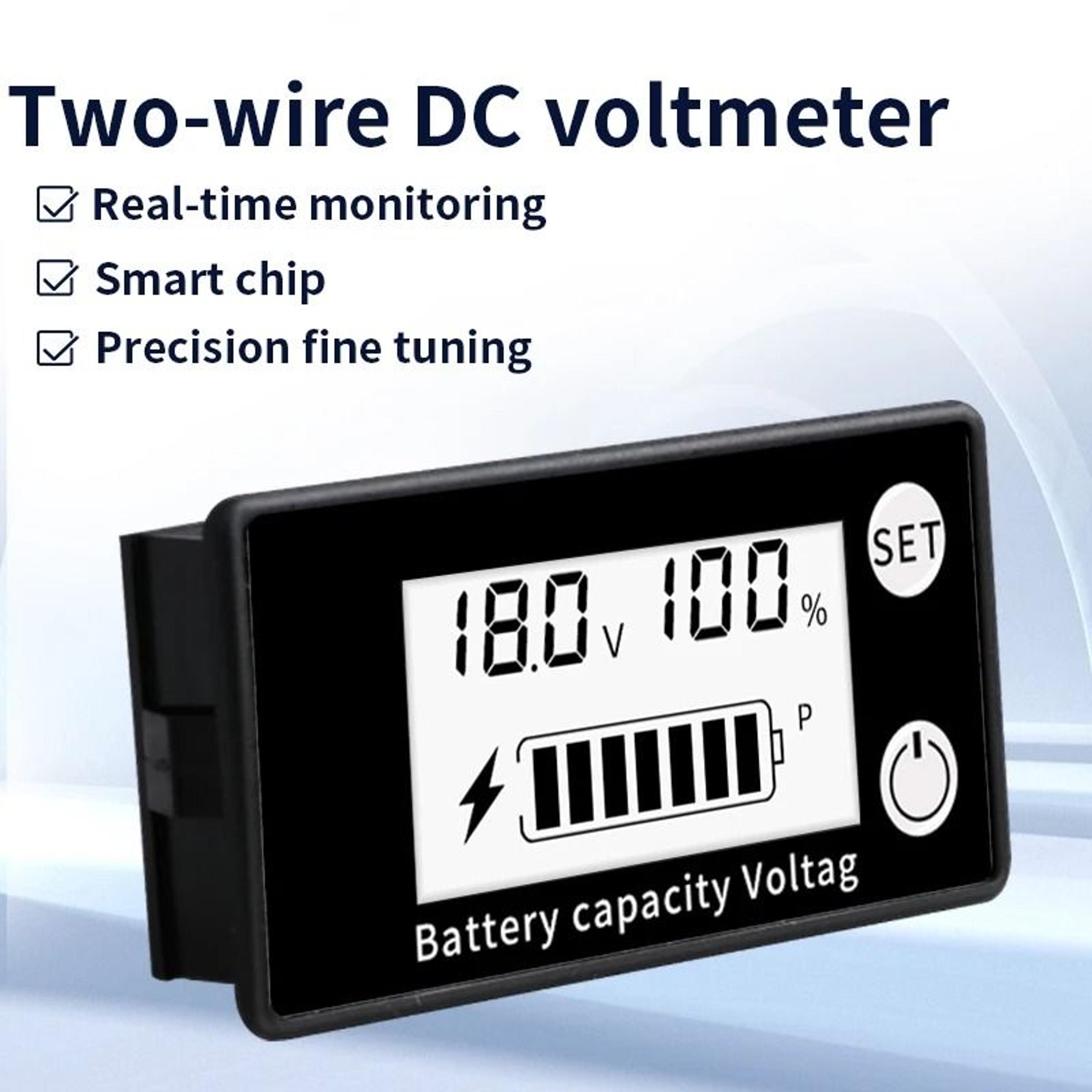DC 8V100V Digital Voltmeter Battery Capacity Indicator With Temperature Alarm For 12V 24V Lead Acid 0
