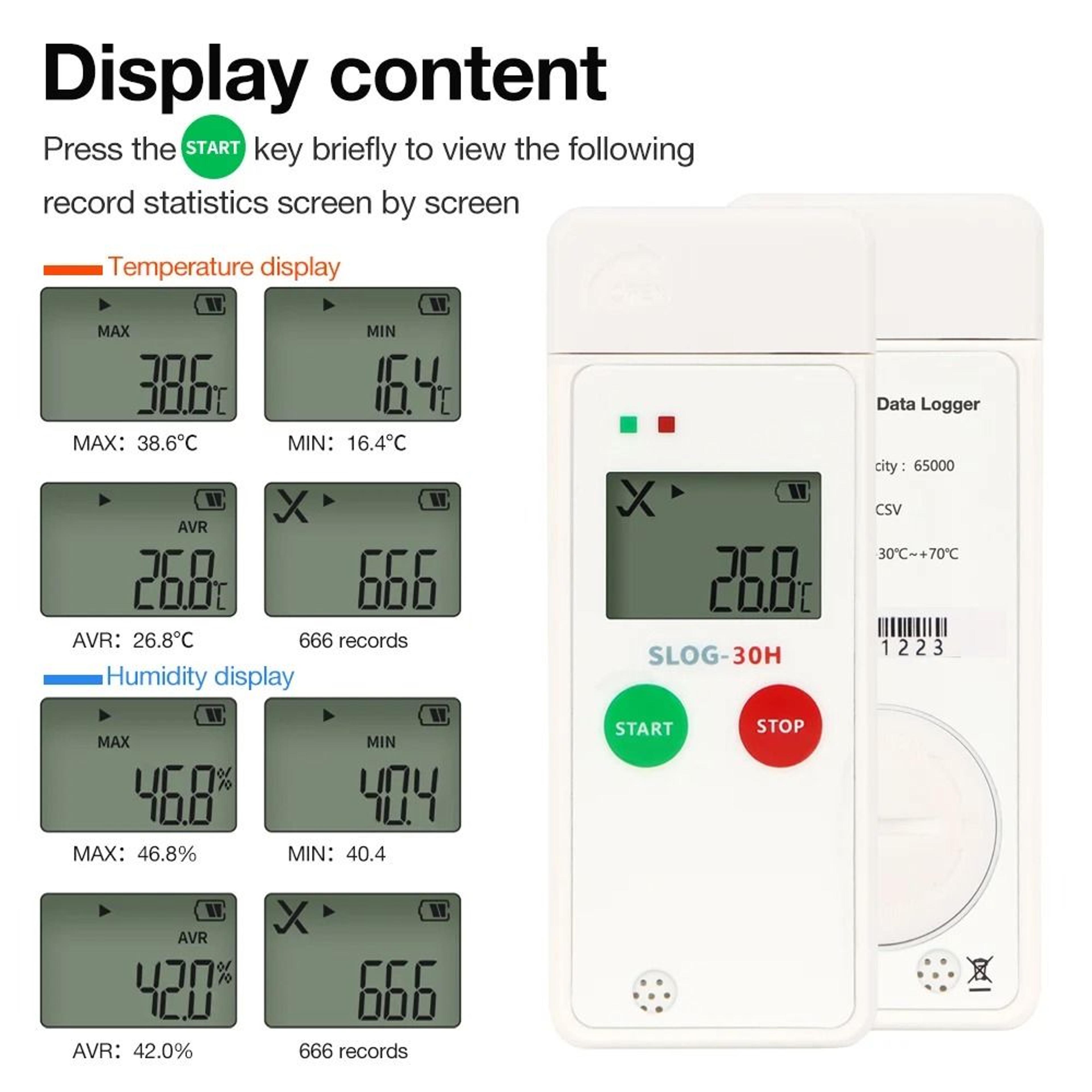 65000 Points USB Temperature Data Logger PDF Recorder With LCD Screen For ColdChain Transport 3