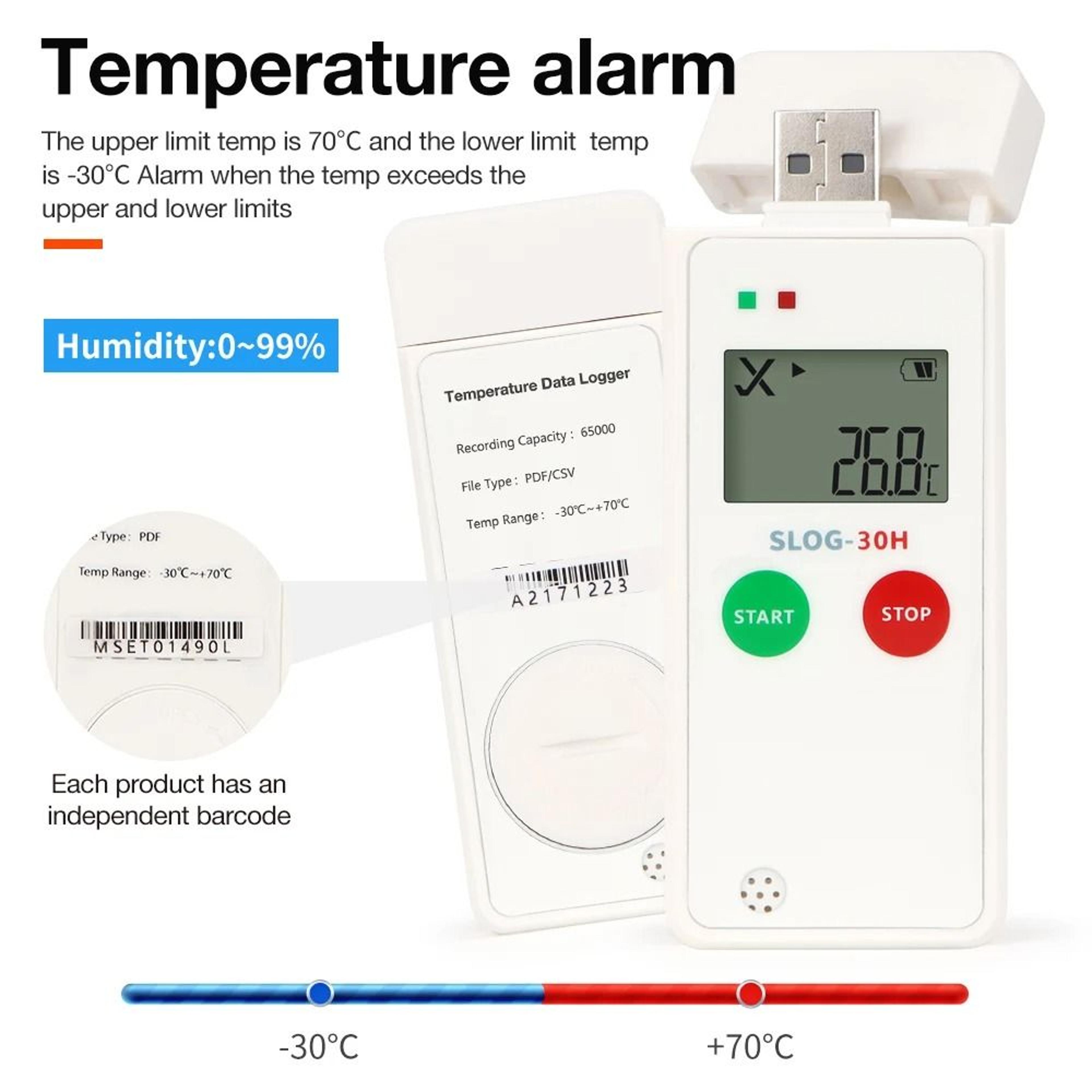 65000 Points USB Temperature Data Logger PDF Recorder With LCD Screen For ColdChain Transport 1