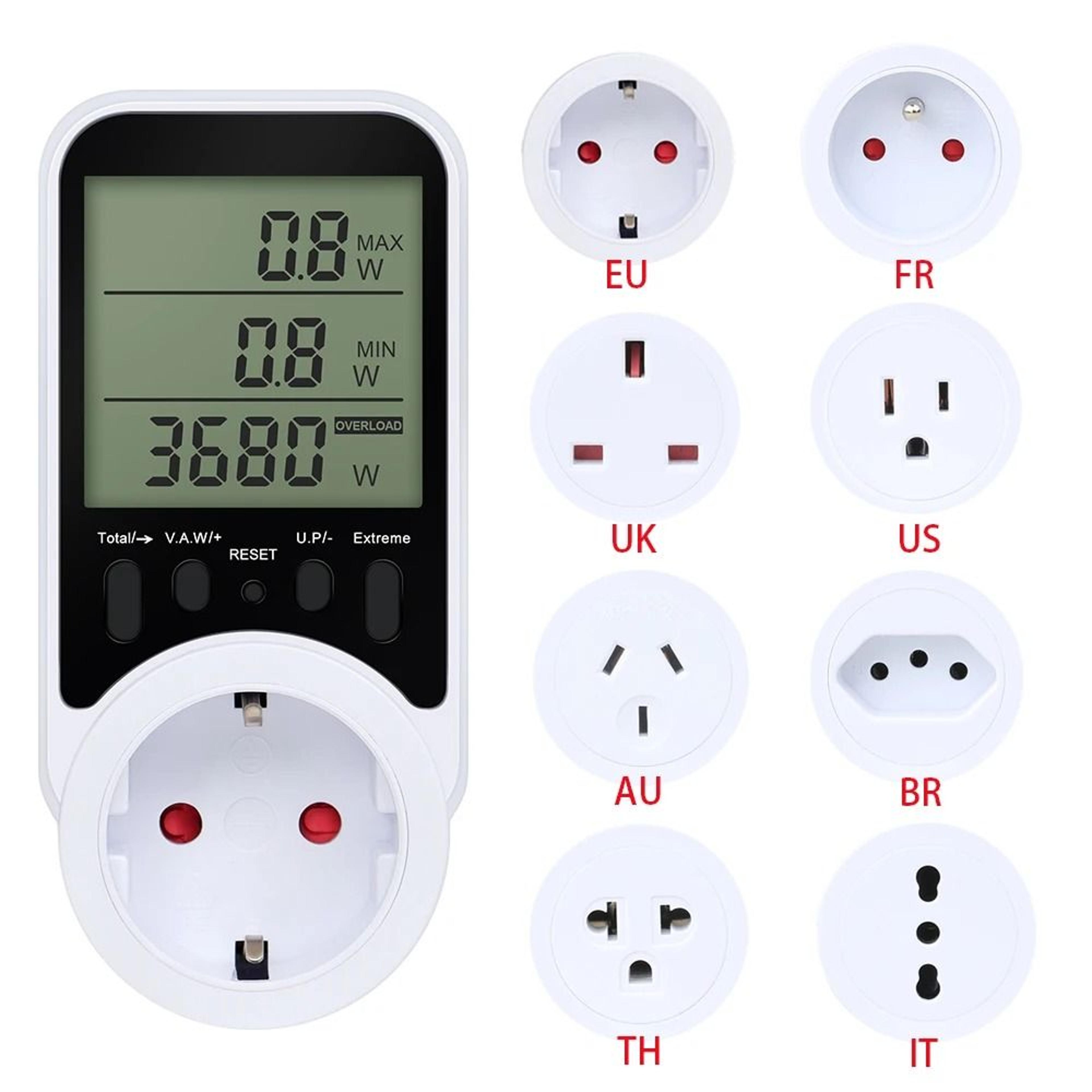 Digital LCD Energy Meter Wattmeter Power Consumption Analyzer Outlet 6