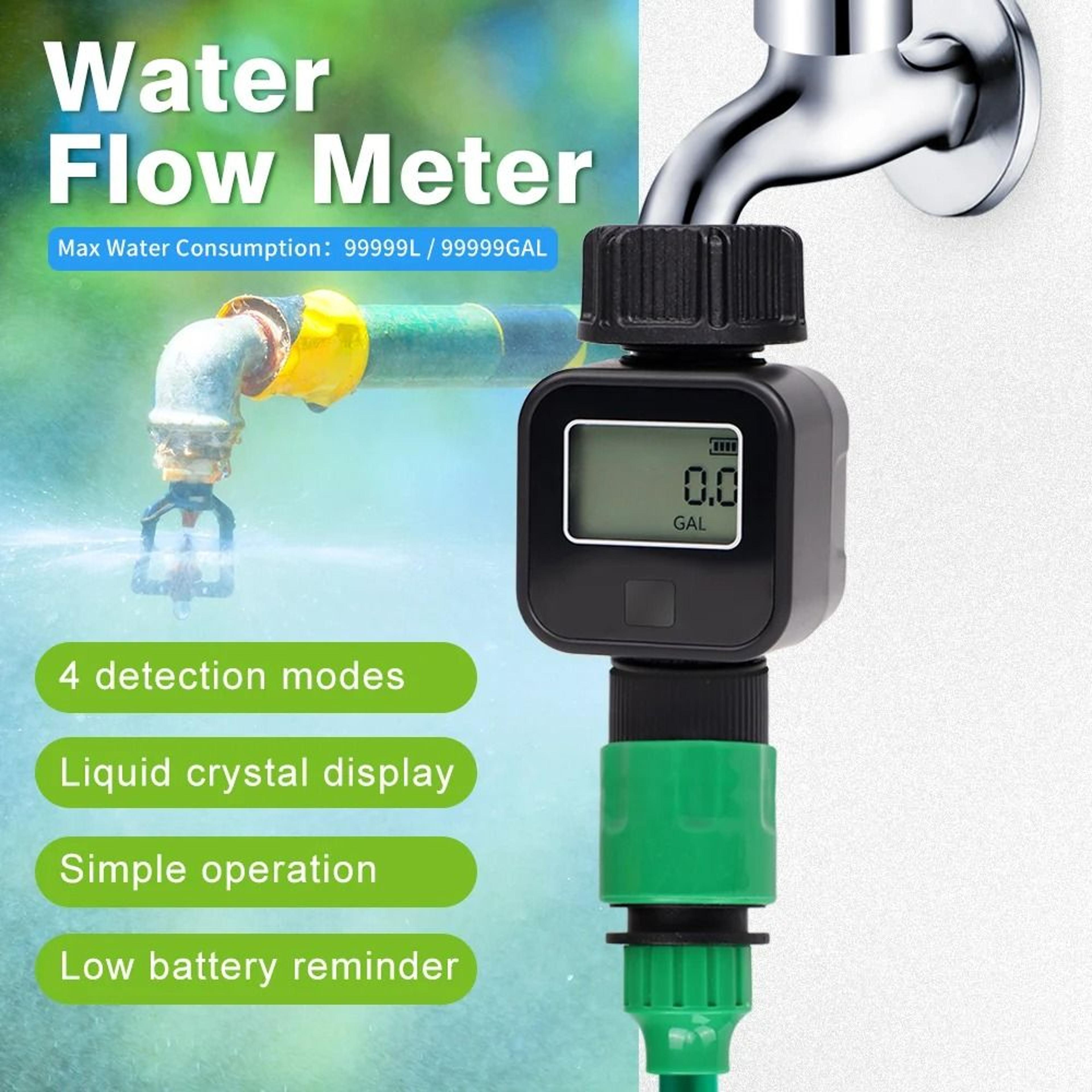 sgs05 digital water flow meter gallon/liter hose consumption gauge for garden irrigation