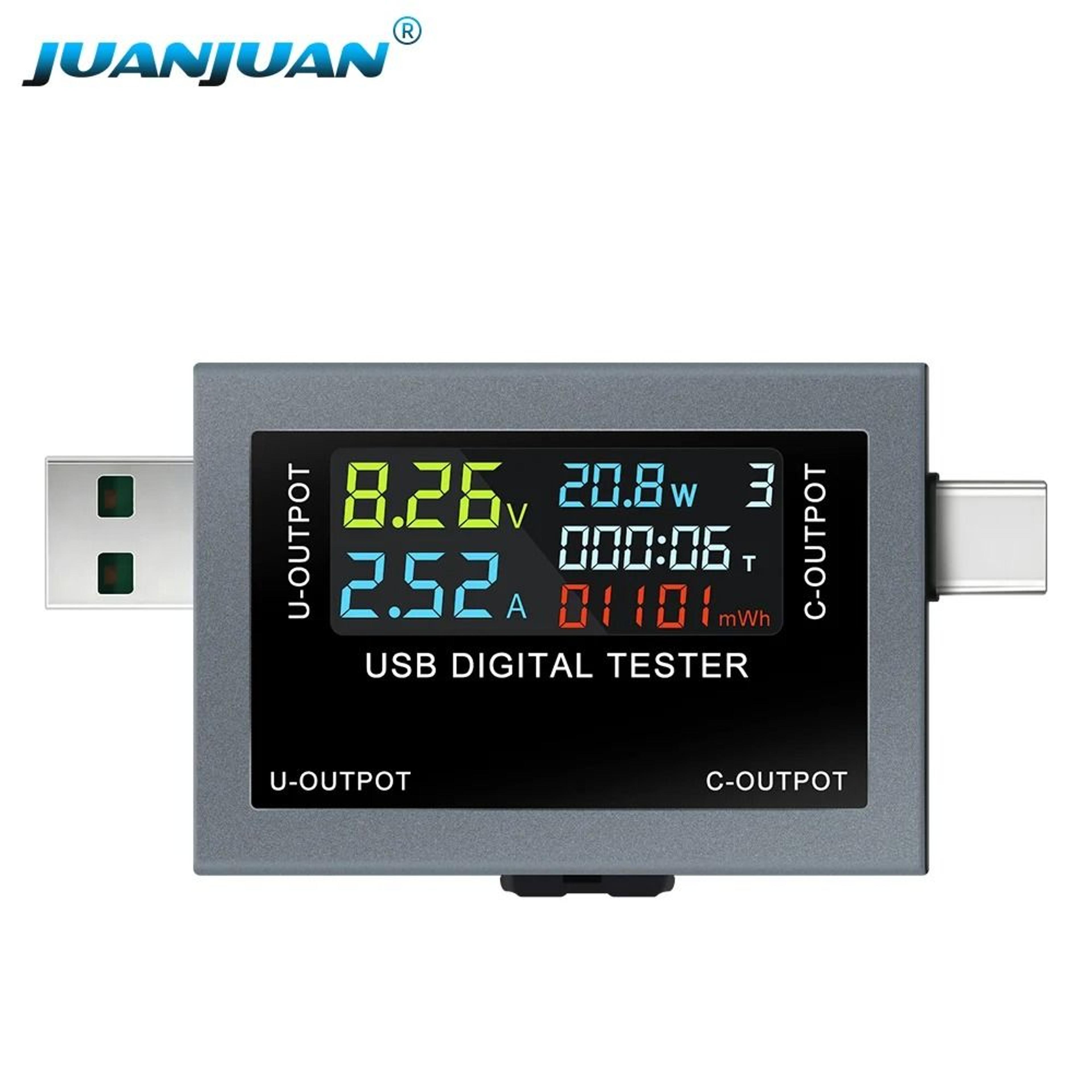 USB TypeC Digital Charging Tester DC 4550V 08A Voltmeter Ammeter Power Capacity Meter 6
