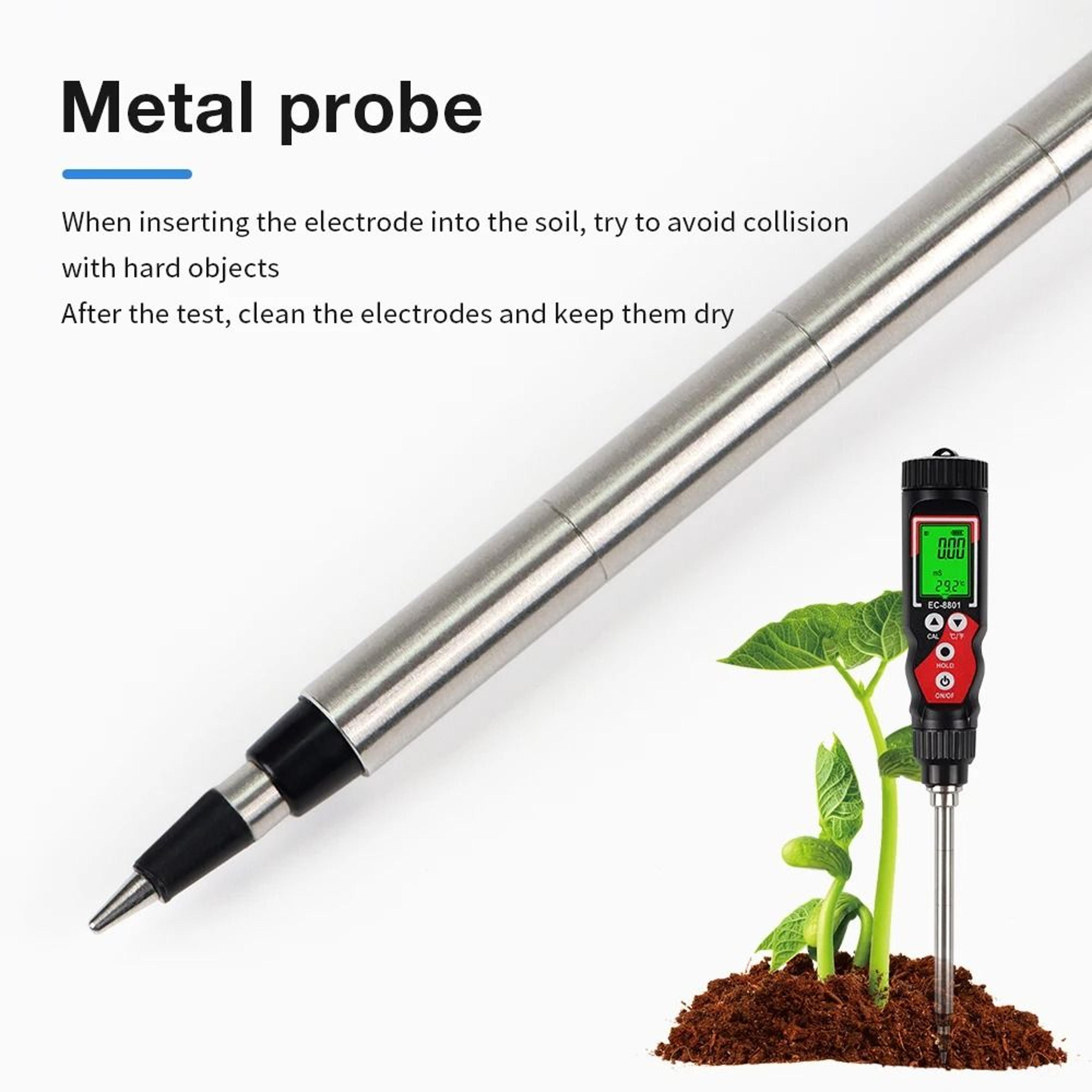 EC8801 2in1 Digital Soil EC  Temperature Meter Electrical Conductivity Tester For Gardening 4