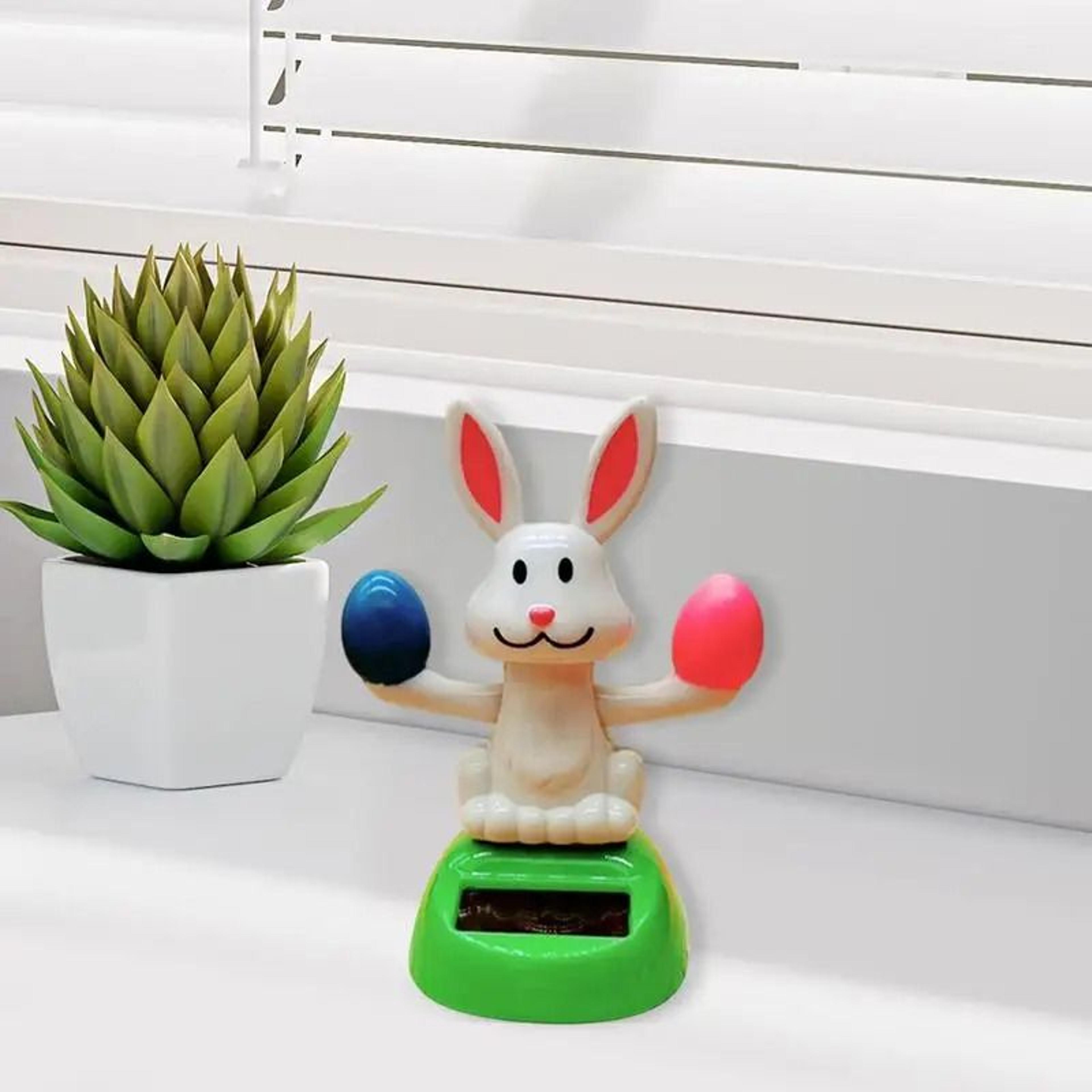 Solar Powered Dancing Rabbit Car Dashboard Decoration Shaking Head Doll Ornaments For Home  Office 3