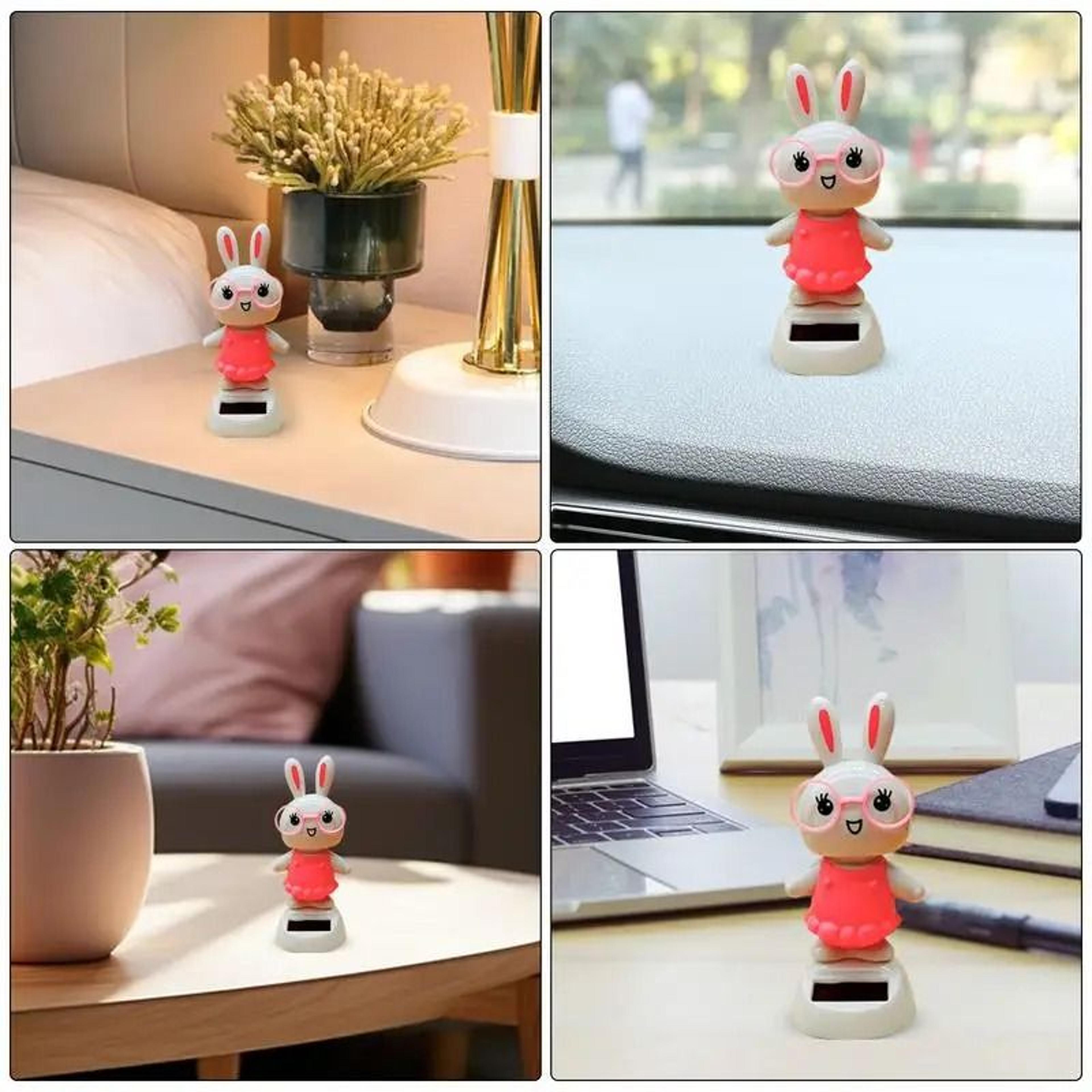 Solar Powered Dancing Rabbit Car Dashboard Decoration Shaking Head Doll Ornaments For Home  Office 5