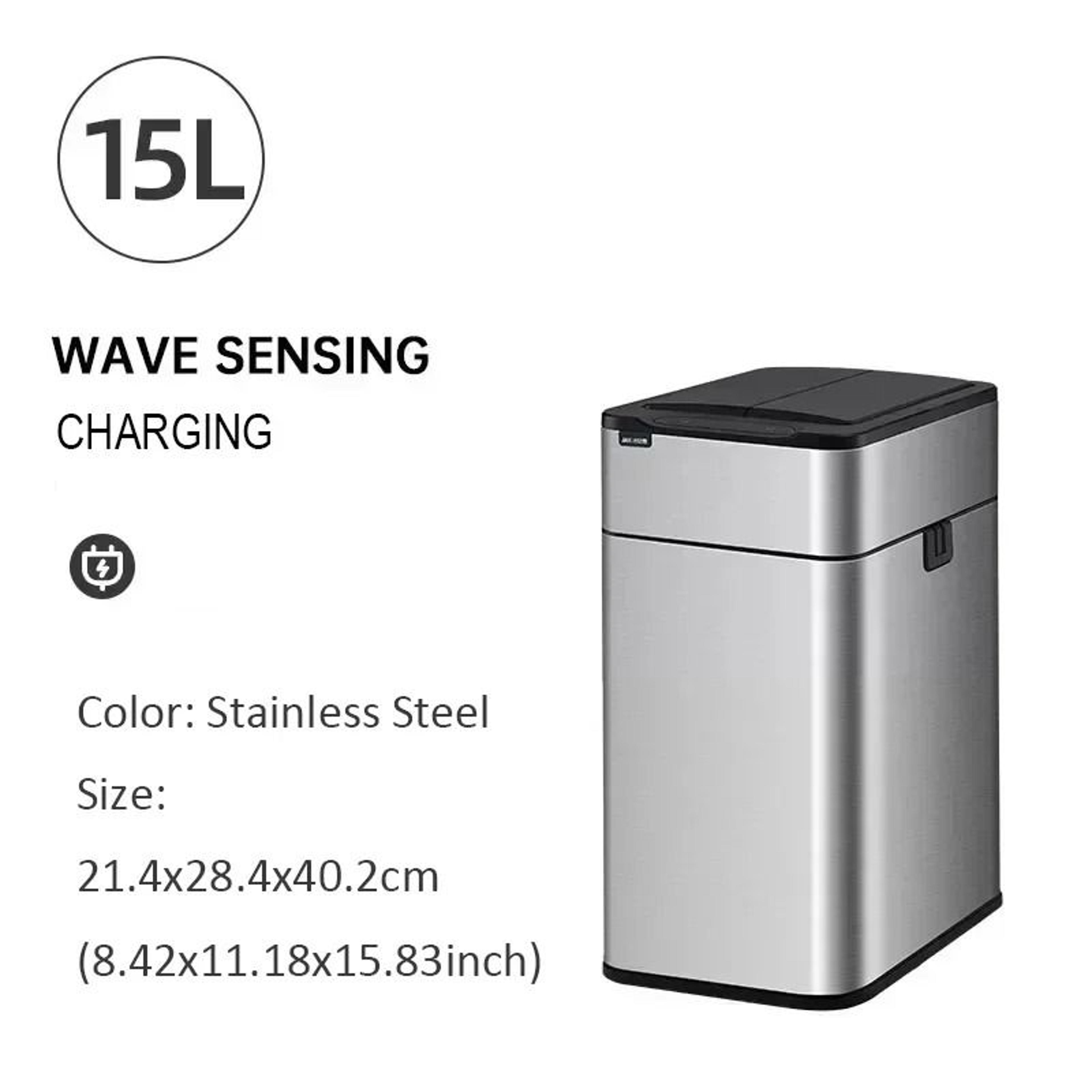 Smart Sensor Automatic Trash Can Stainless Steel Motion Sensor Garbage Bin For Kitchen  Home 15L  2 6