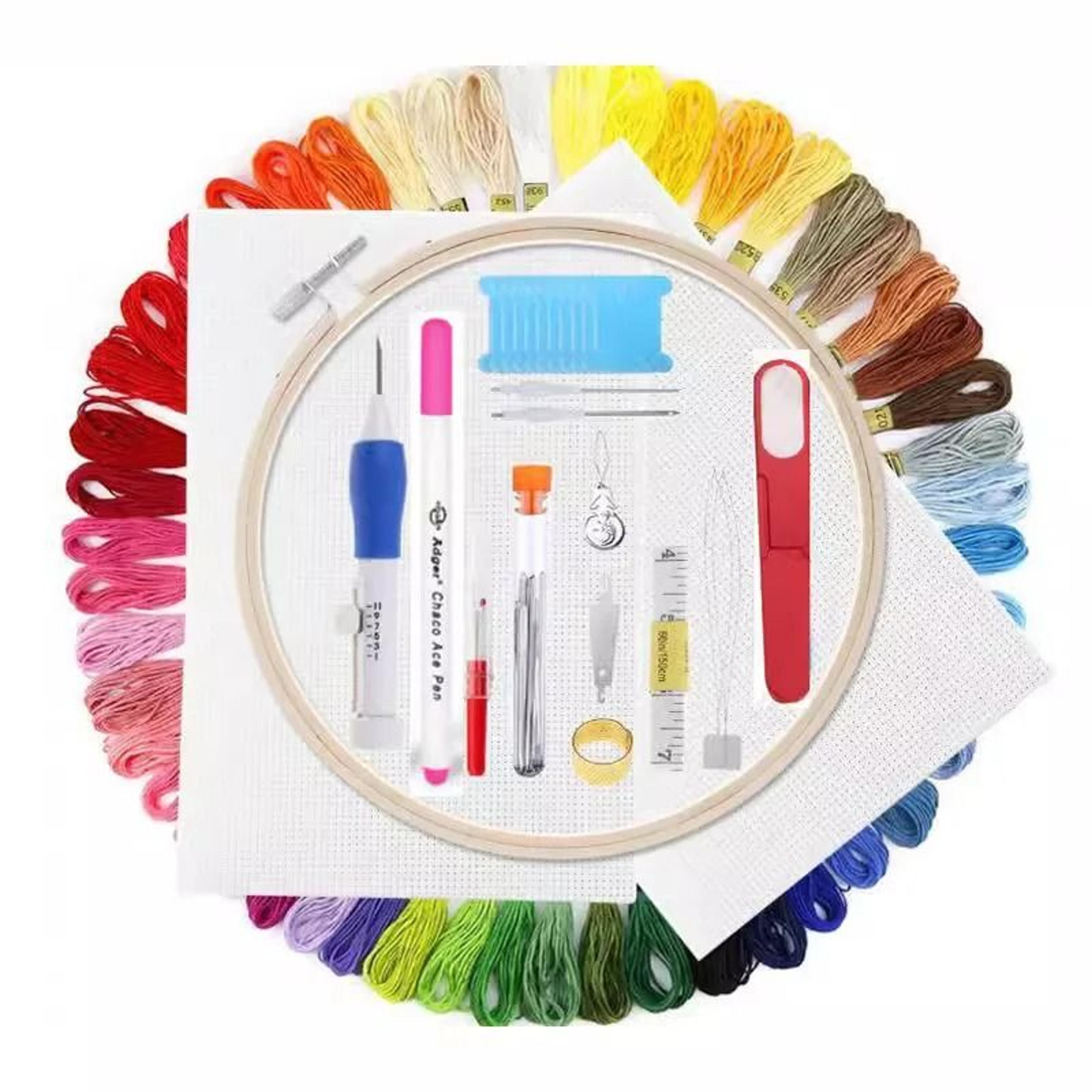 Magic DIY Hand Embroidery Pen Punch Needle Sewing Tool Kit With Colored Embroidery Threads  Knittin 1