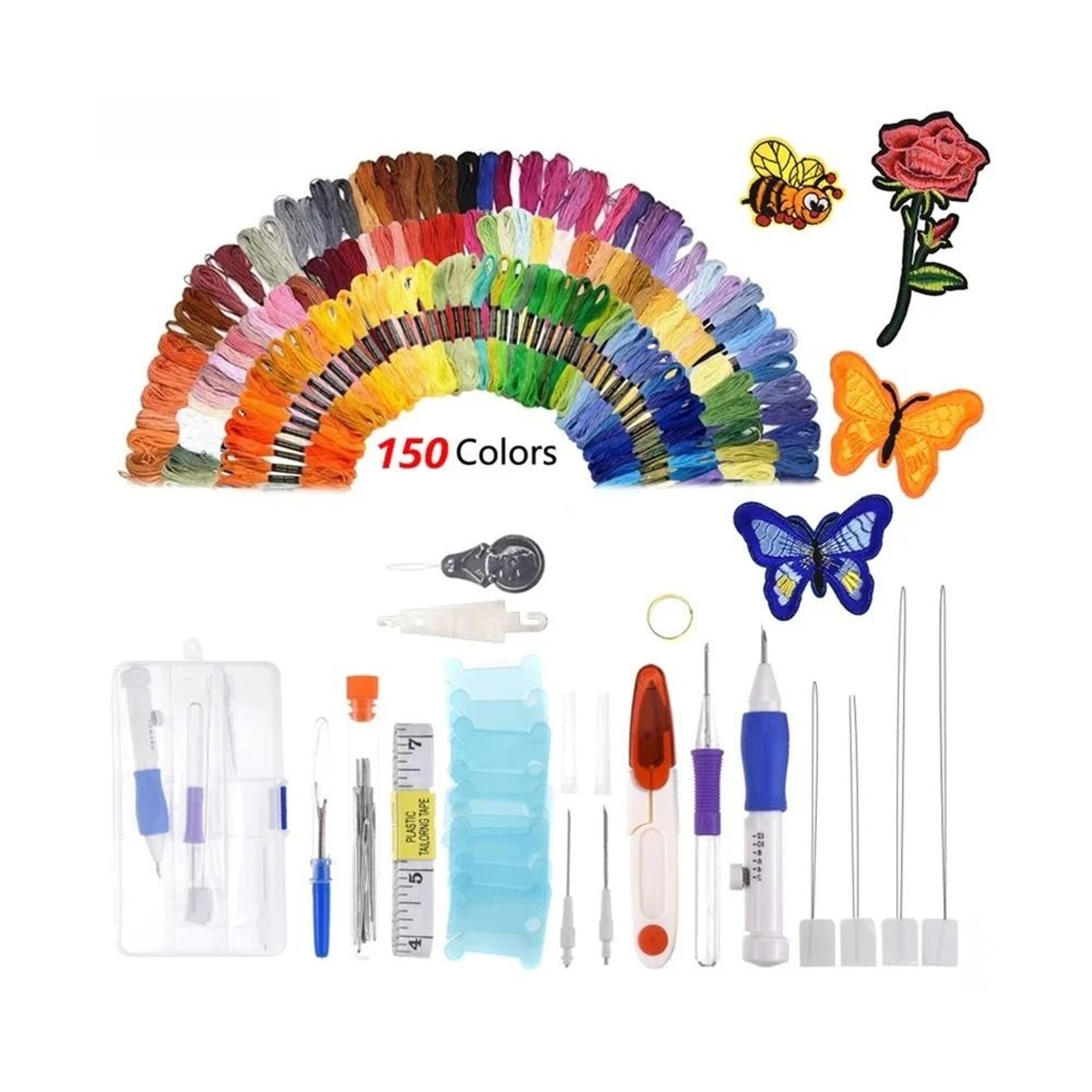 Magic DIY Hand Embroidery Pen Punch Needle Sewing Tool Kit With Colored Embroidery Threads  Knittin 11