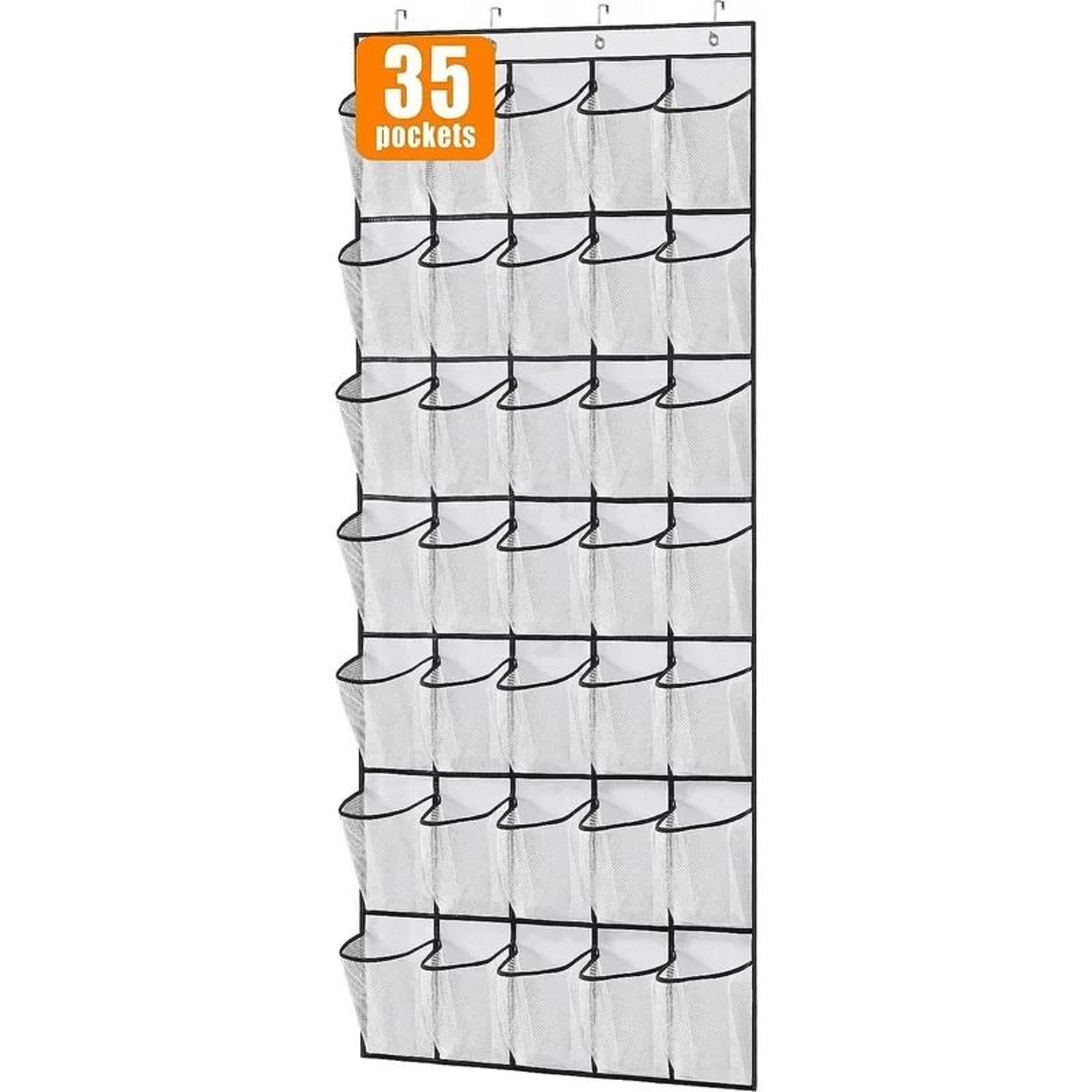 35 Grid Over The Door Shoe Organizer Storage Hanging Bag With Large Mesh Pockets  4 Steel Hooks 4