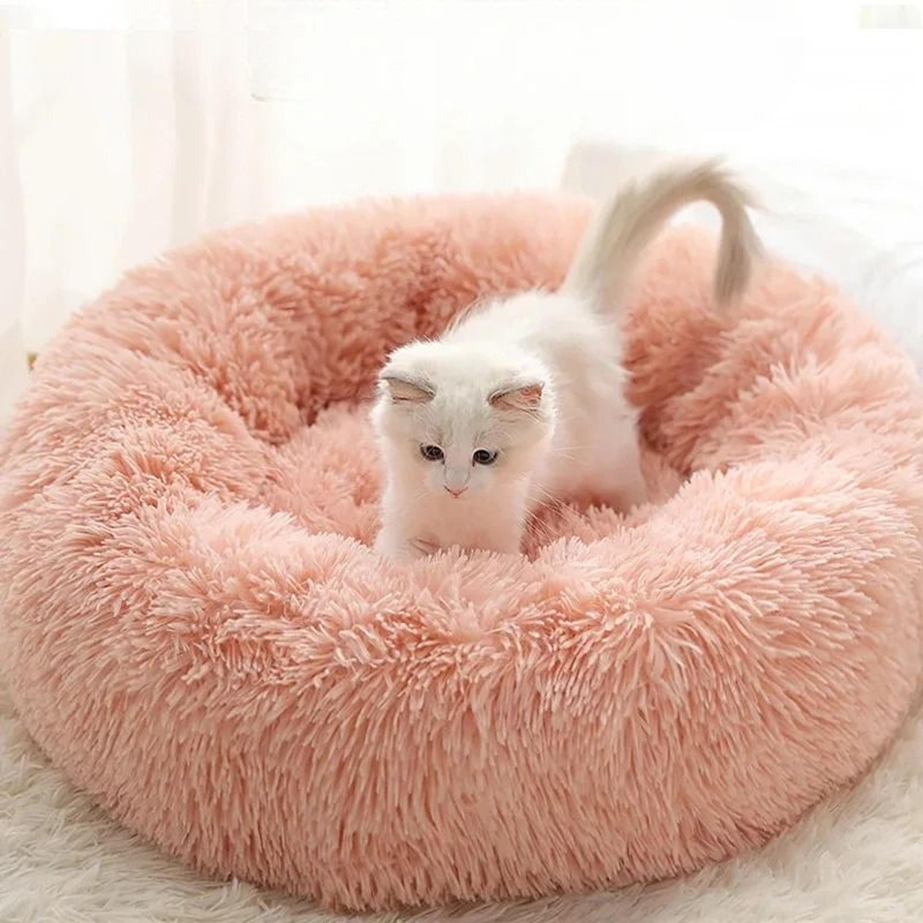 Home Plush Winter Warm Round Cat  Dog Bed Nest Detachable Washable Cushion 40cm 3