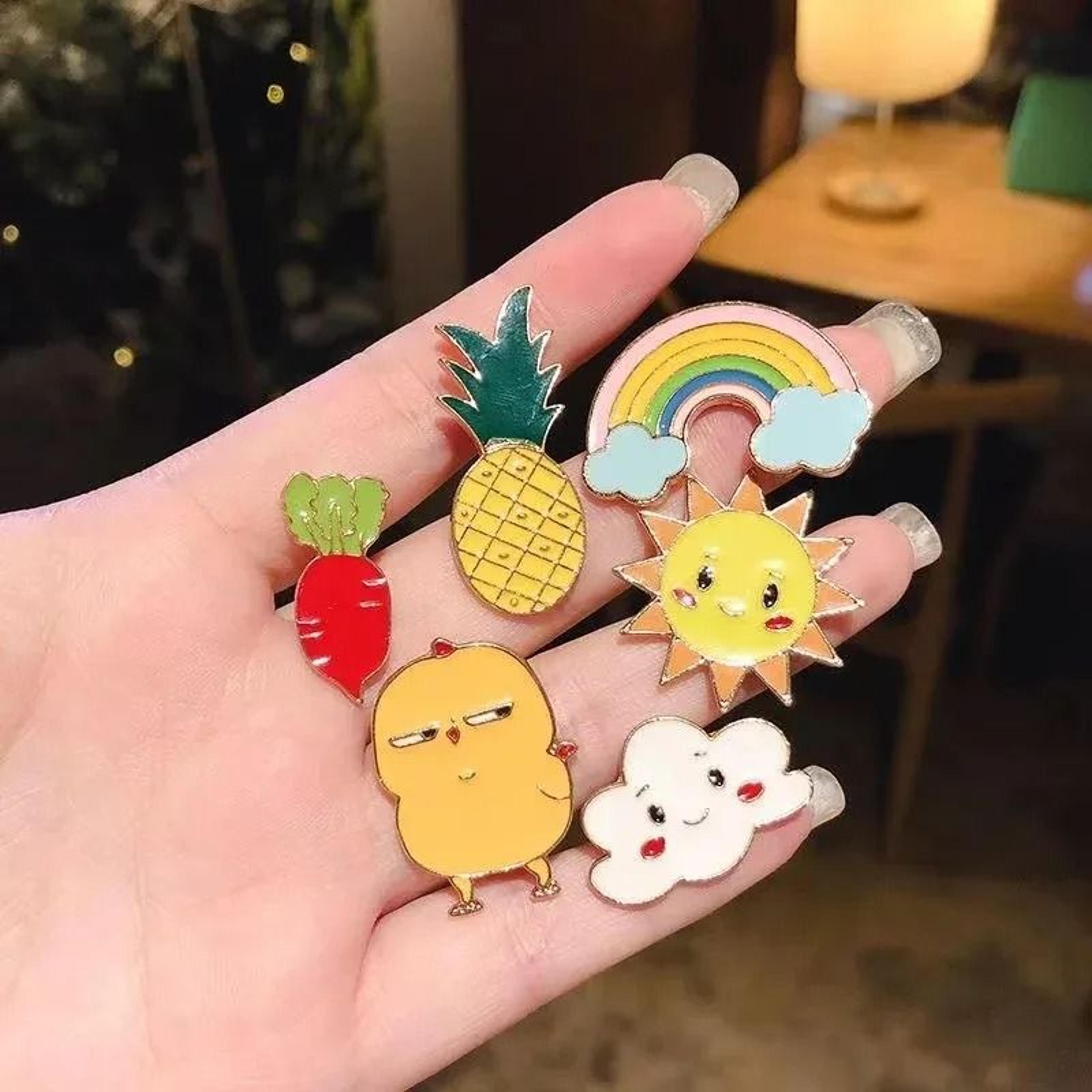 10100Pcs Cute Animal  Plant Enamel Pins Set Random Metal Badges For Backpacks Clothing  Hats 2