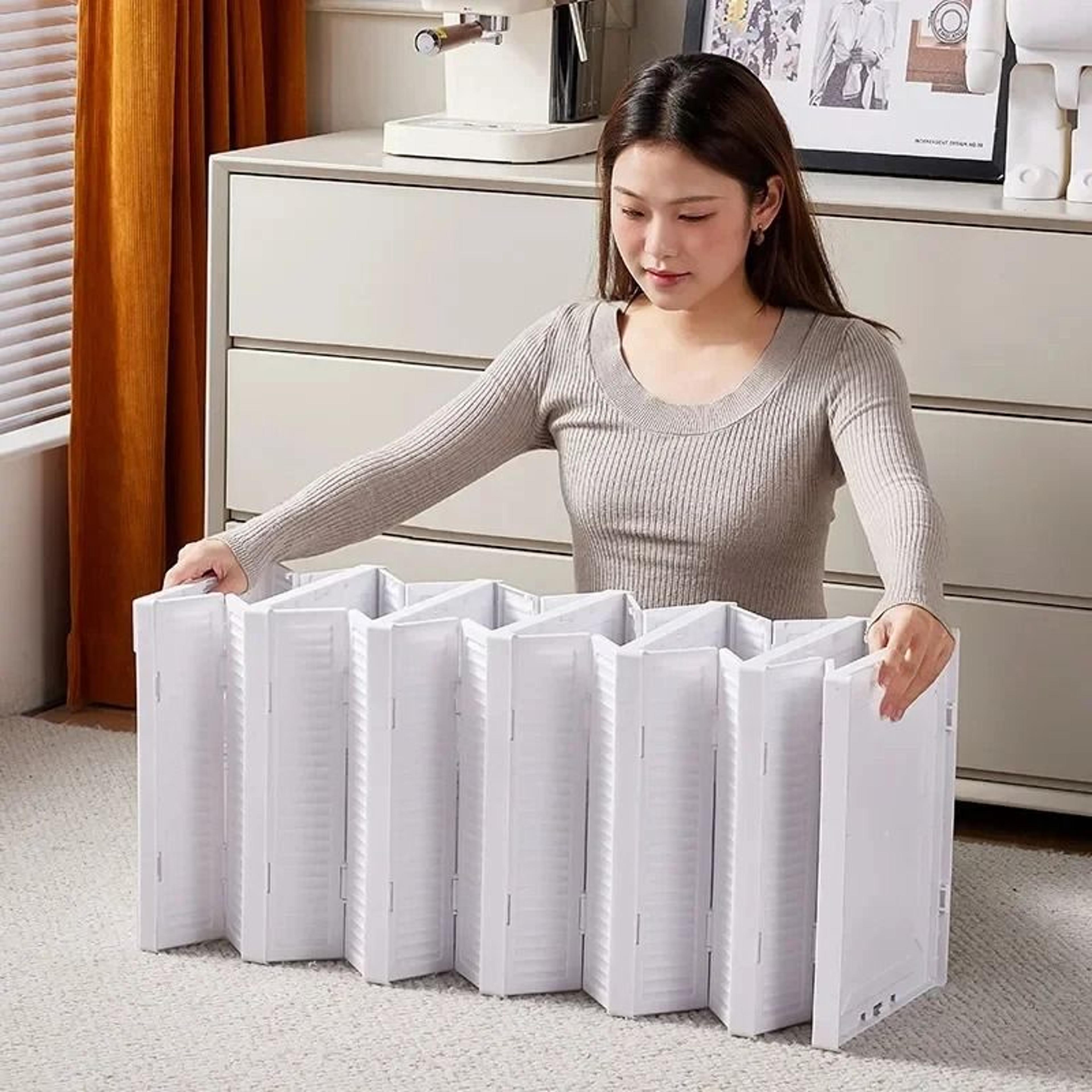 Dustproof 6Layer Foldable Shoe Box Stackable Transparent Plastic Sneaker Organizer Cabinet 5