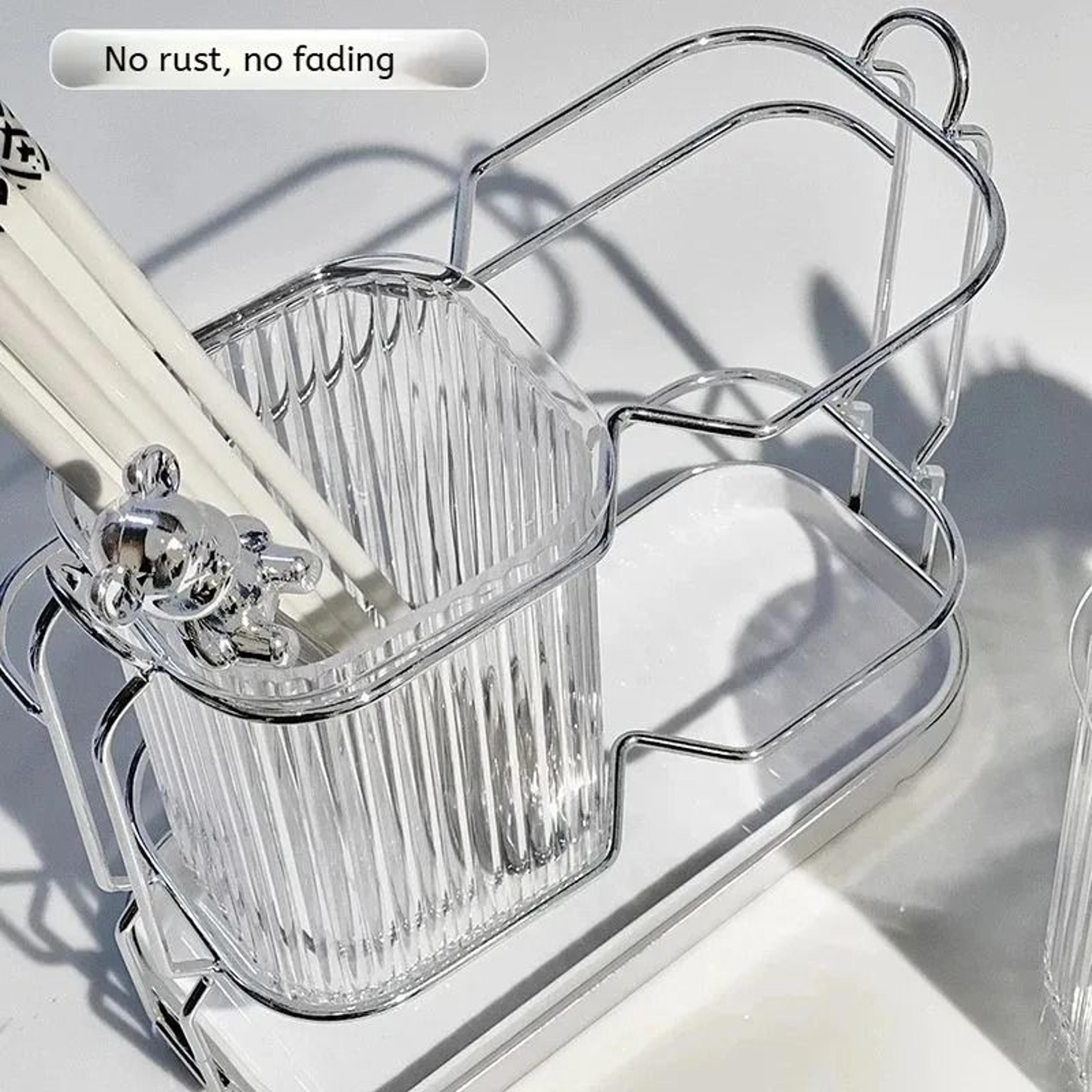 Wall Mounted Light Luxury Kitchen Cutlery Organizer Stainless Steel Chopstick  Spoon Drying Rack 5