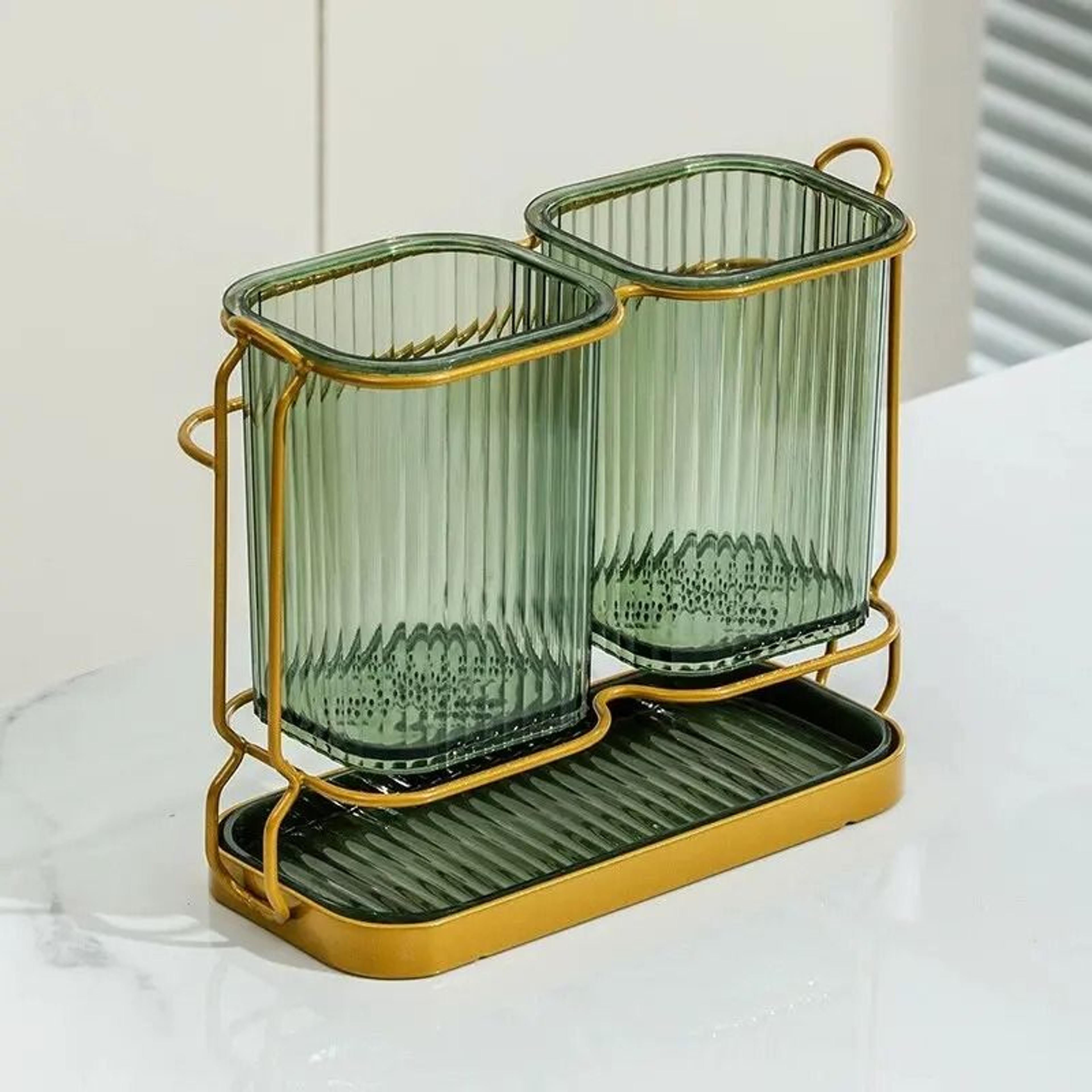 Wall Mounted Light Luxury Kitchen Cutlery Organizer Stainless Steel Chopstick  Spoon Drying Rack 8