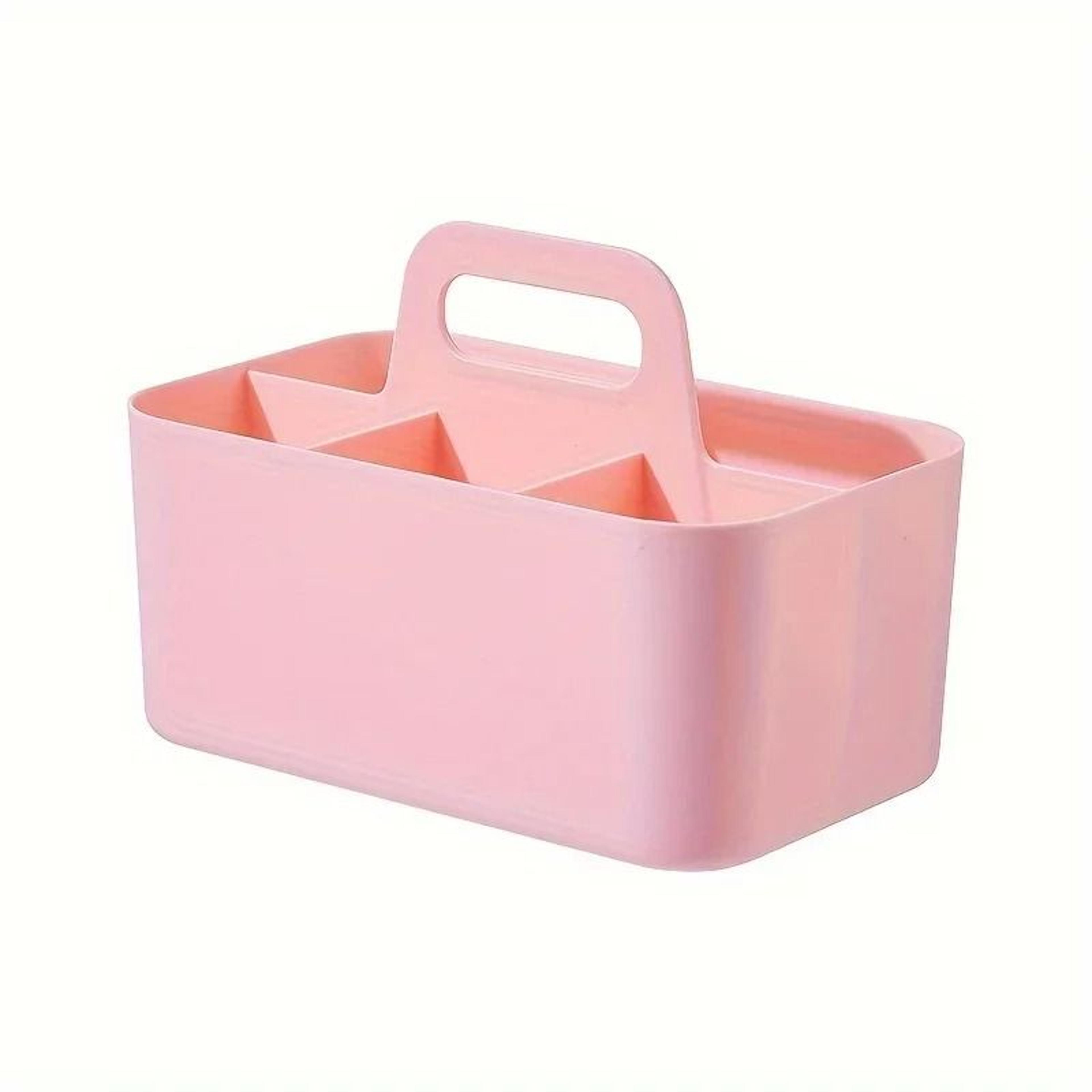 5Compartment Portable Plastic Storage Basket With Handle Desk Organizer For Office  School Supplies 7