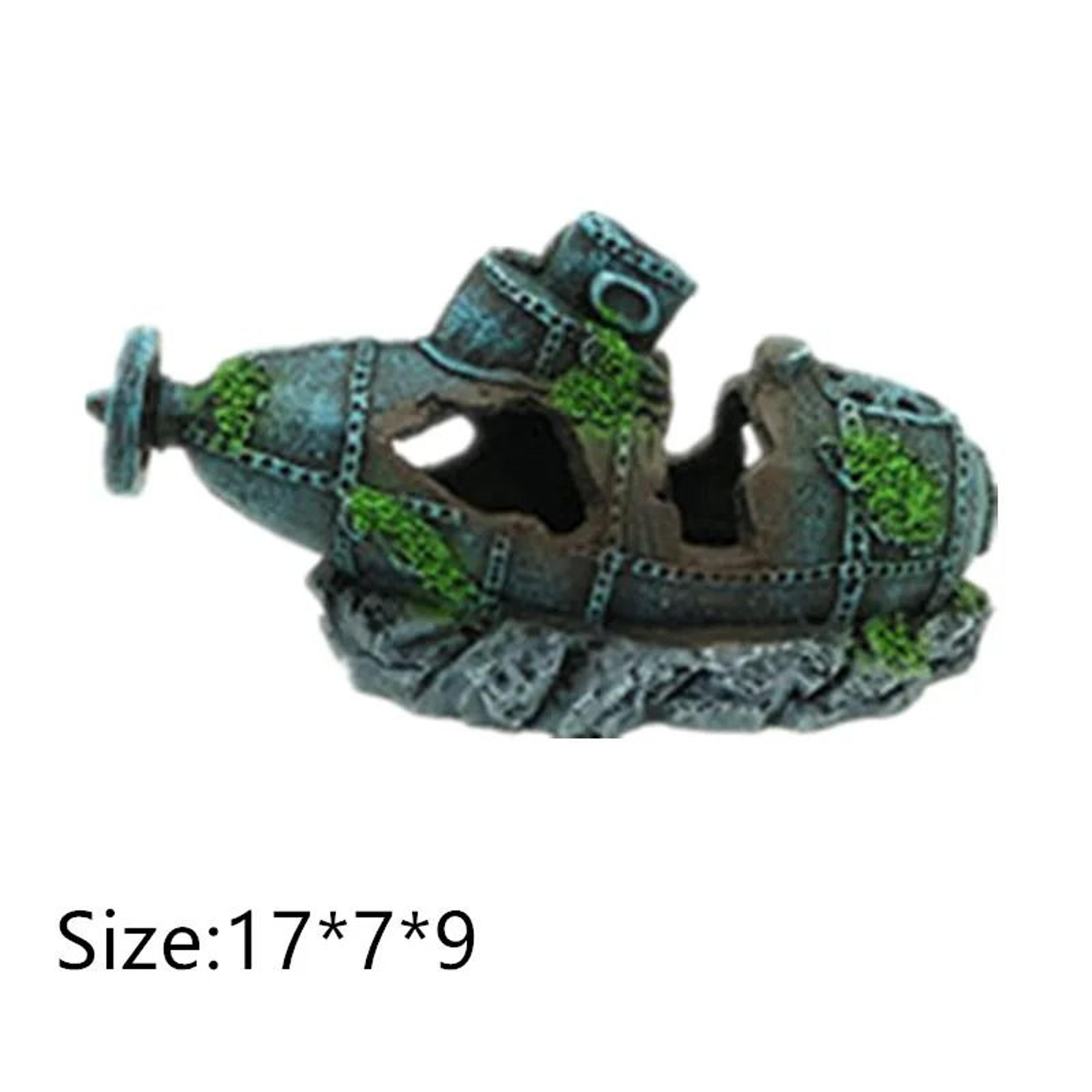 Aquarium Fish Tank Pirate Shipwreck Landscape Decoration Resin Sunken Ship Ornament 11