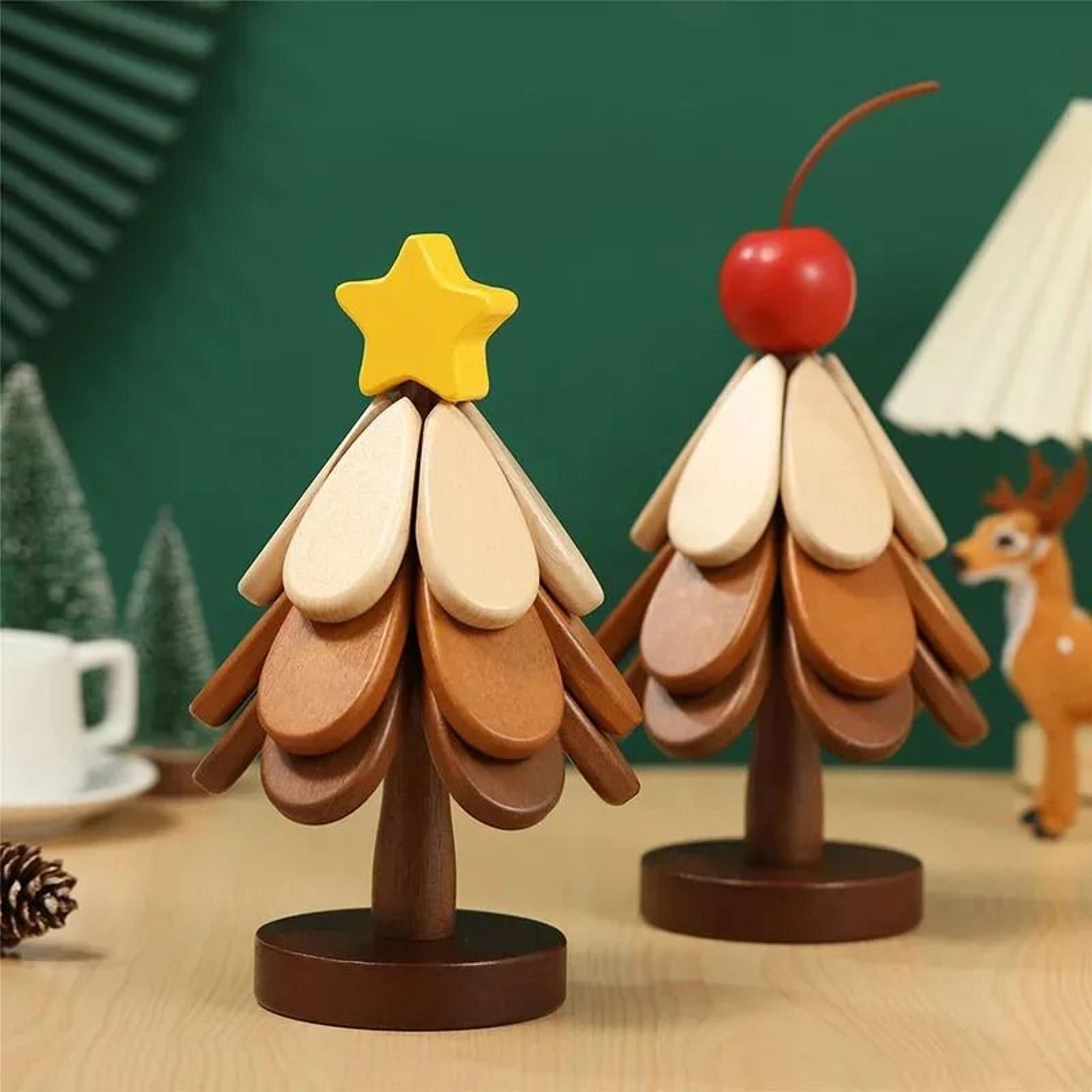 Tree Shape Wooden Insulation Mat Set Solid Wood AntiScalding Coaster  Pot Trivet Set 1