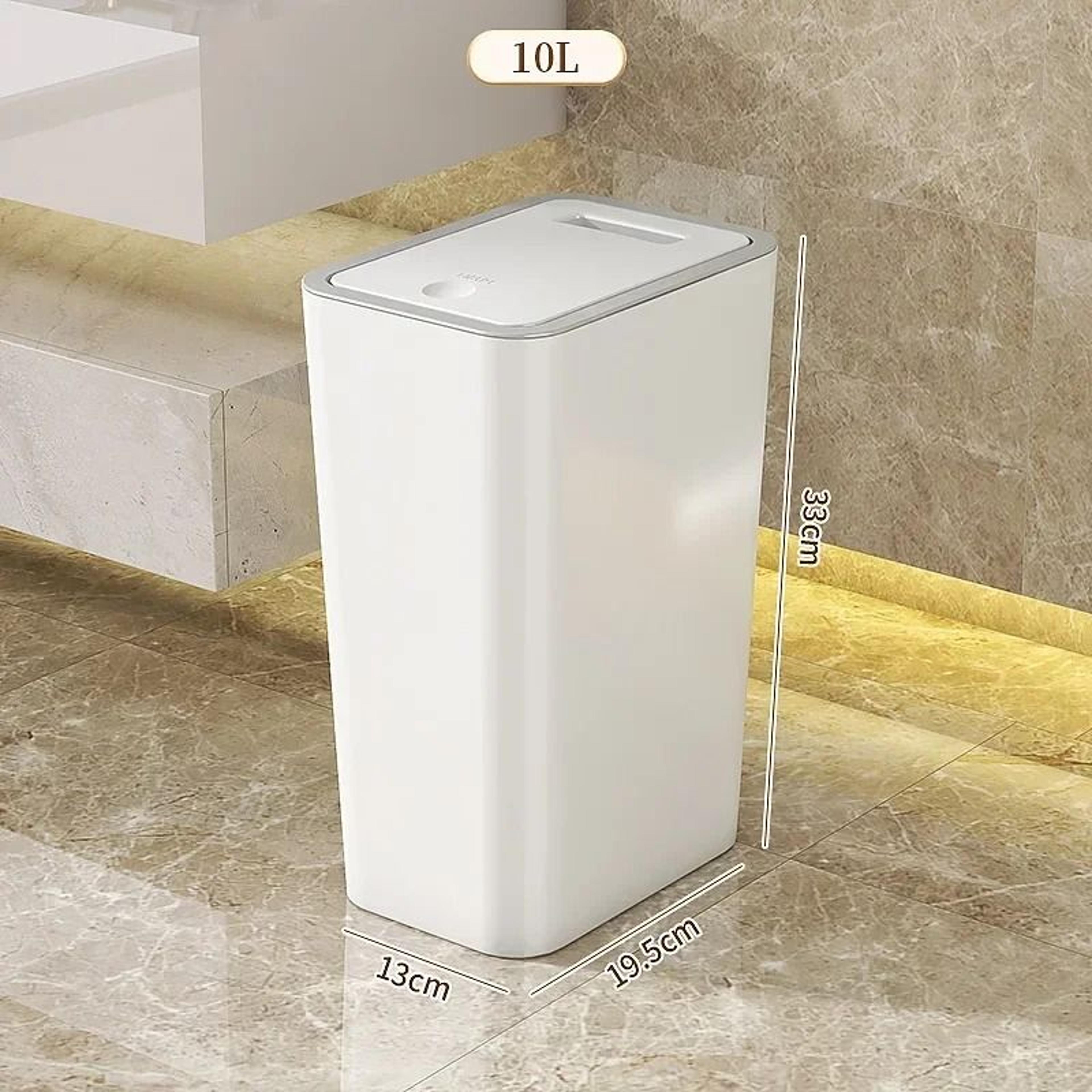 10L OdorProof Narrow Plastic Trash Can With OneTouch Lid For Bathroom Kitchen  Bedroom 7