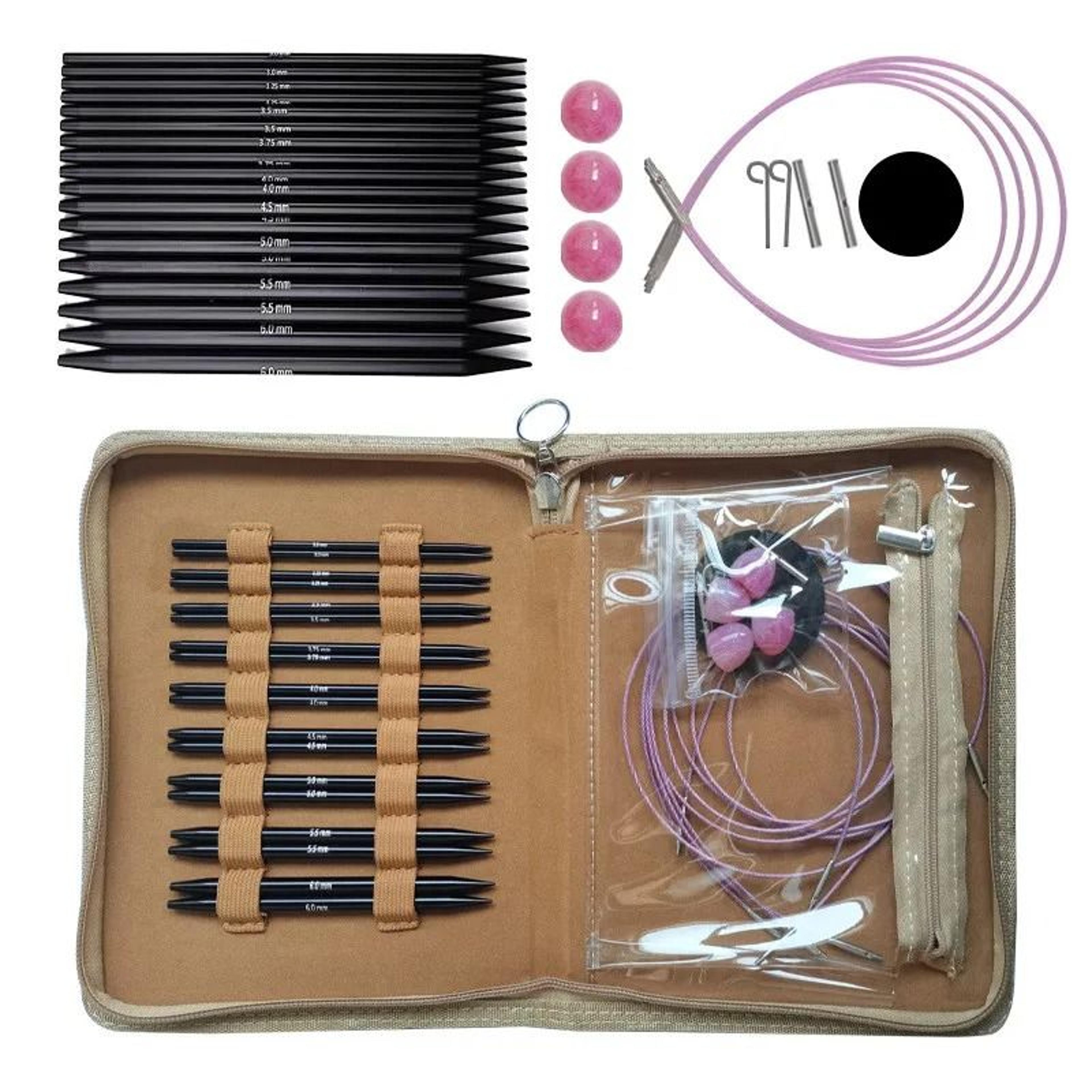 Removable Ebony Wood Knitting Needle Set With Interchangeable Cables  Crochet Hooks For DIY Craftin 11