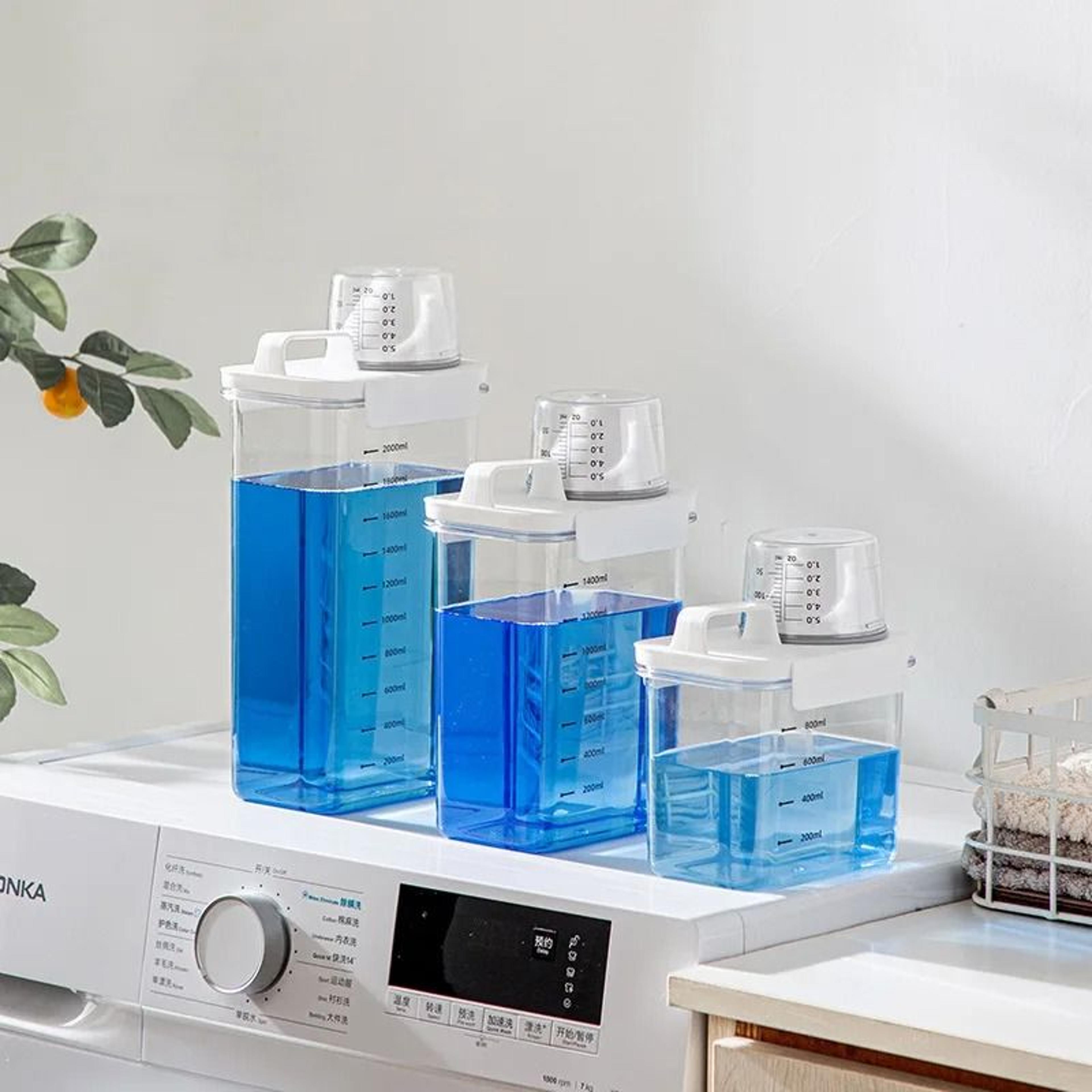 Refillable Laundry Detergent Dispenser  Powder Storage Box Clear Softener  Liquid Container With Me 1
