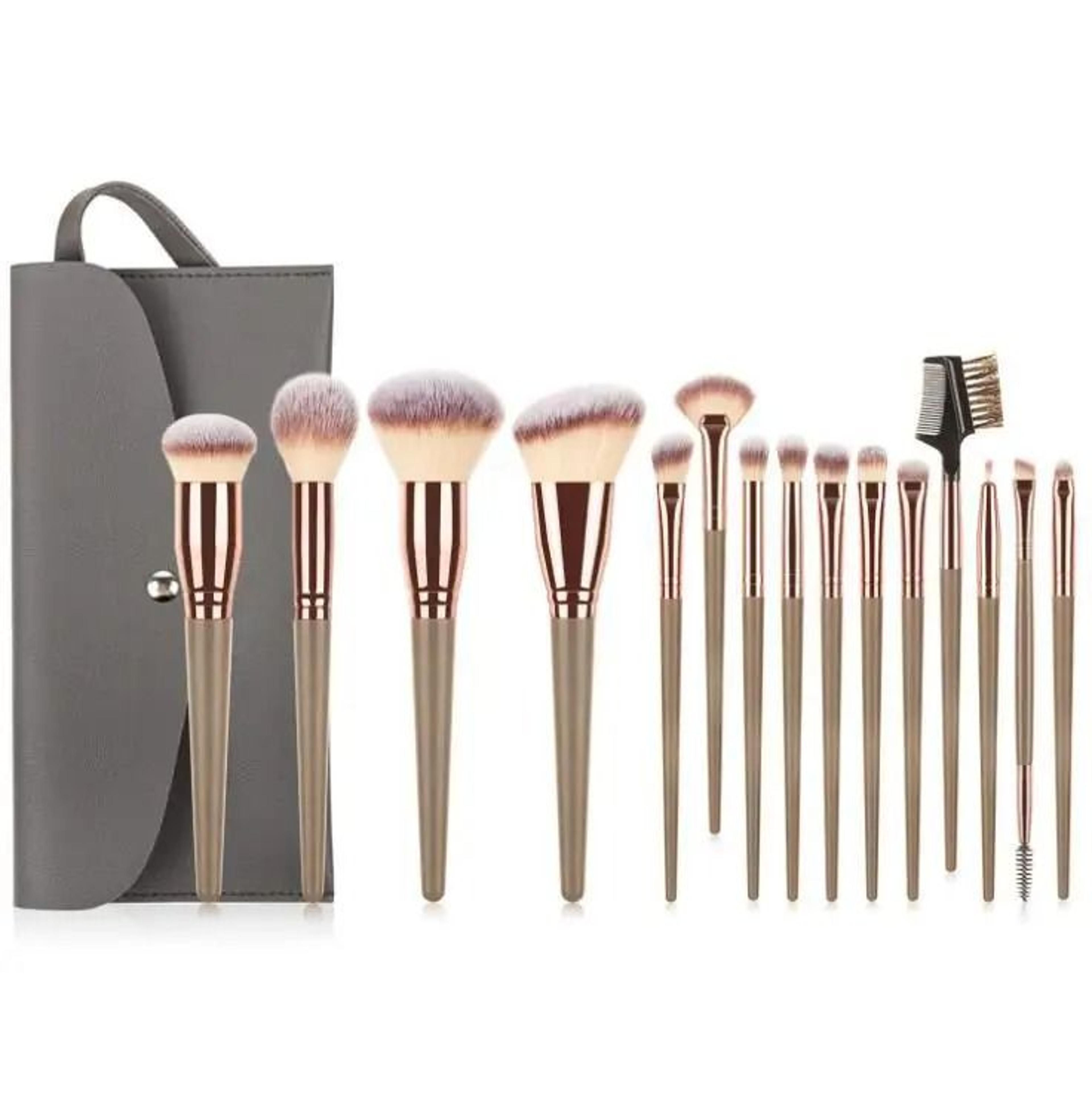 Hot Champagne Makeup Brushes Set Premium Foundation Powder Blush Eyeshadow Kabuki Beauty Tool Kit 12