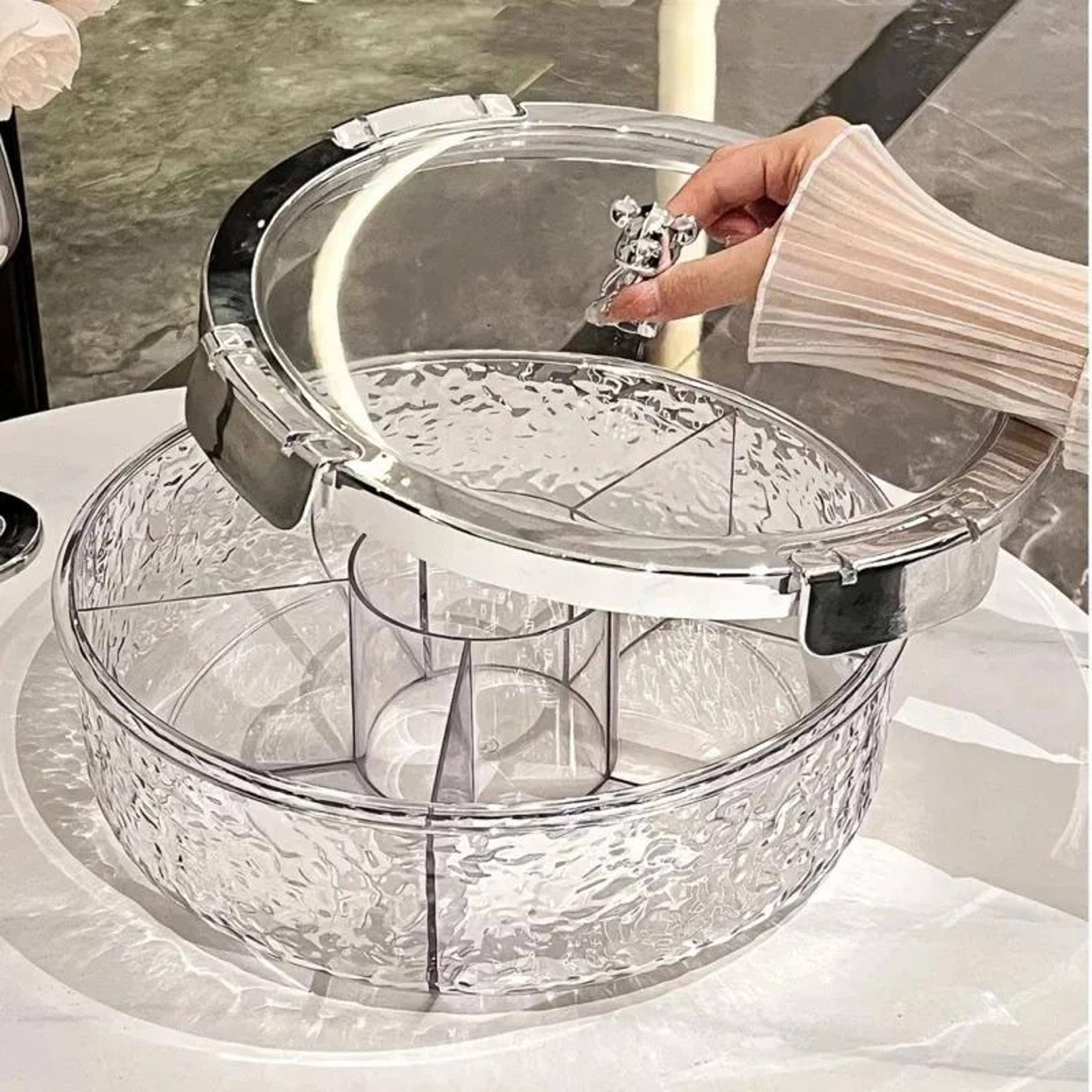 Snack  Fruit Divided Serving Tray Box With Lid  Compartment Rack For Candy Nuts  Dried Fruit 1