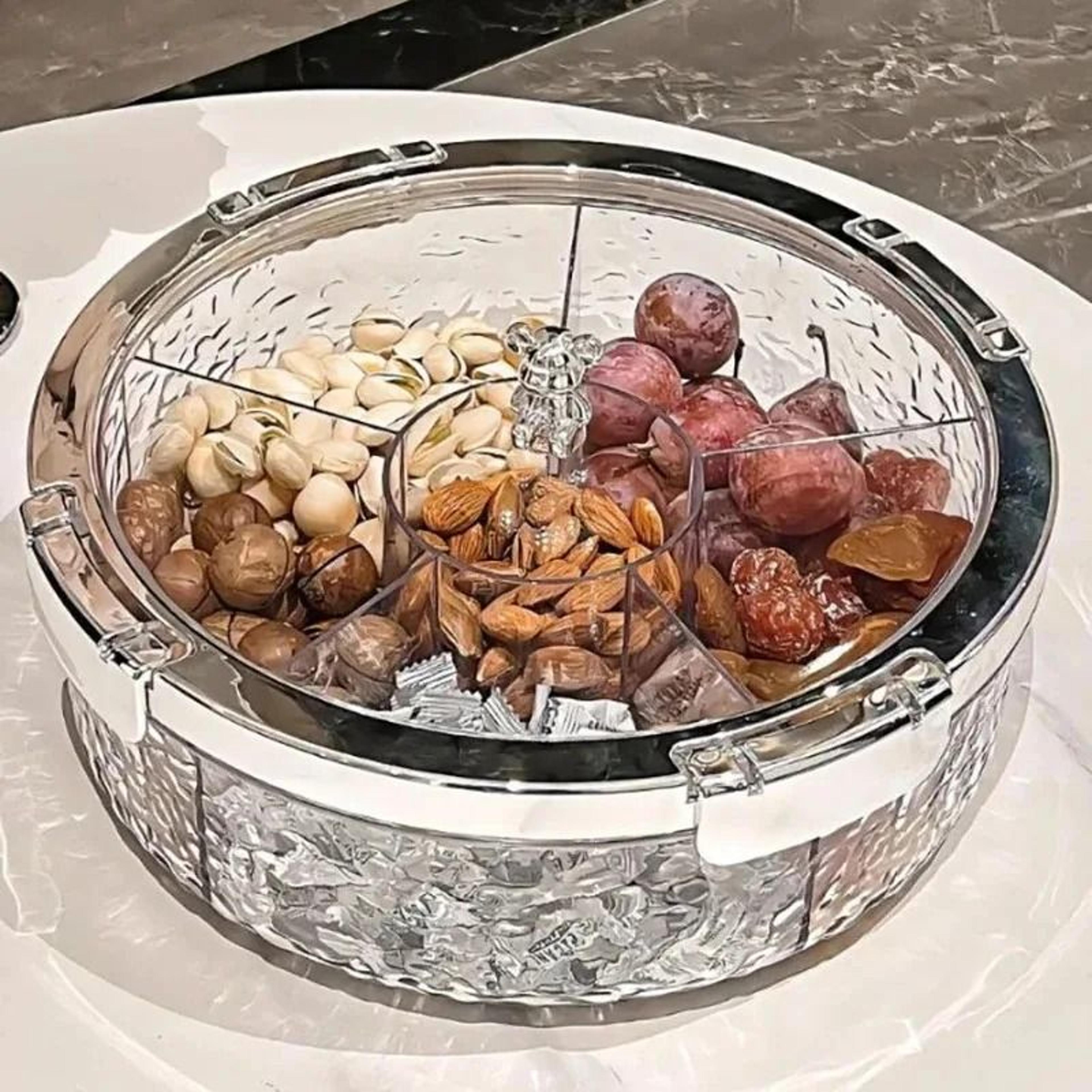 Snack  Fruit Divided Serving Tray Box With Lid  Compartment Rack For Candy Nuts  Dried Fruit 2