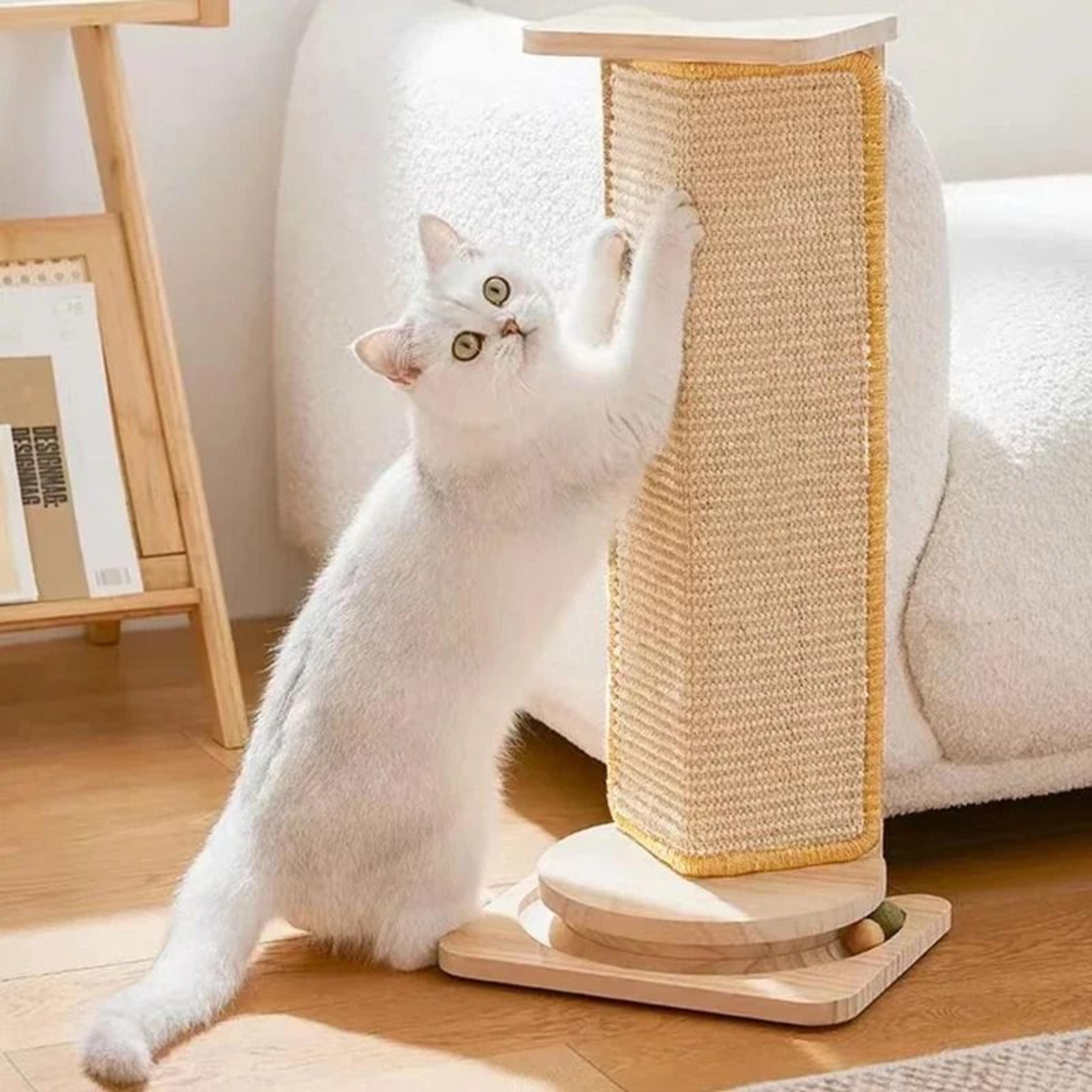 natural sisal cat scratcher mat horizontal cat floor scratching pad & carpet protector rug