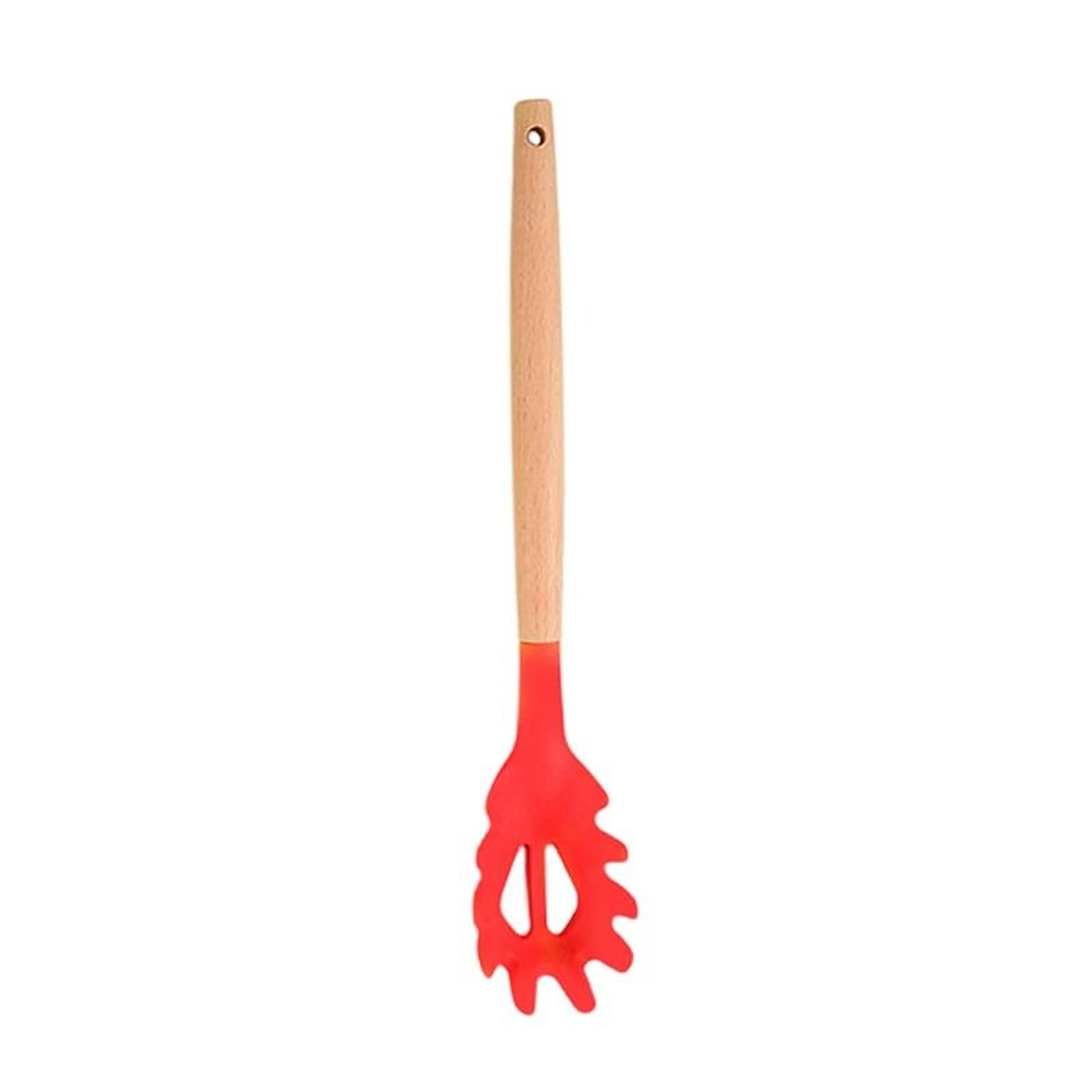 HeatResistant Silicone Noodle Scoop  Spaghetti Serving Fork With Strainer Slots 6