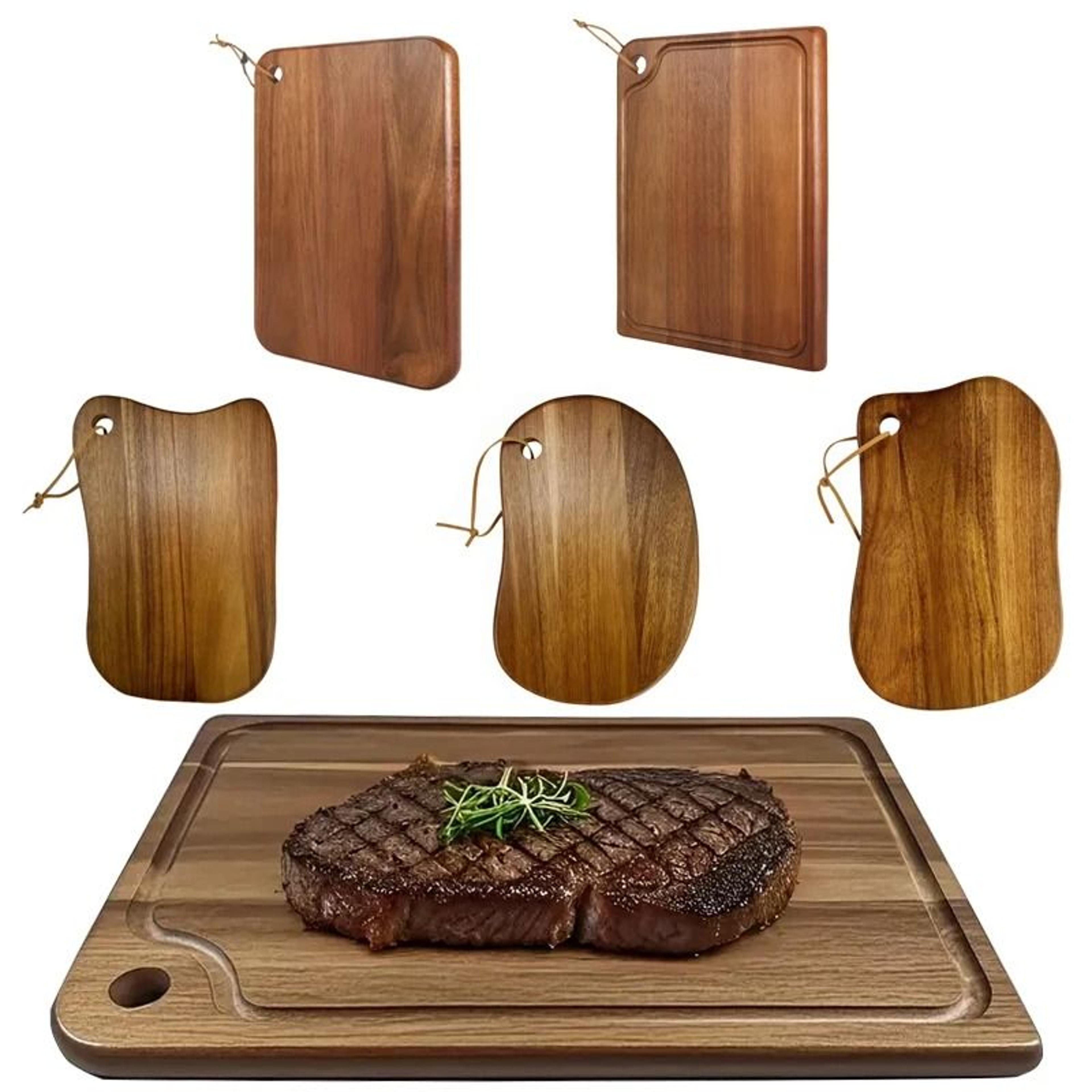 large acacia wood cutting board for meat, vegetables, fruit & cheese